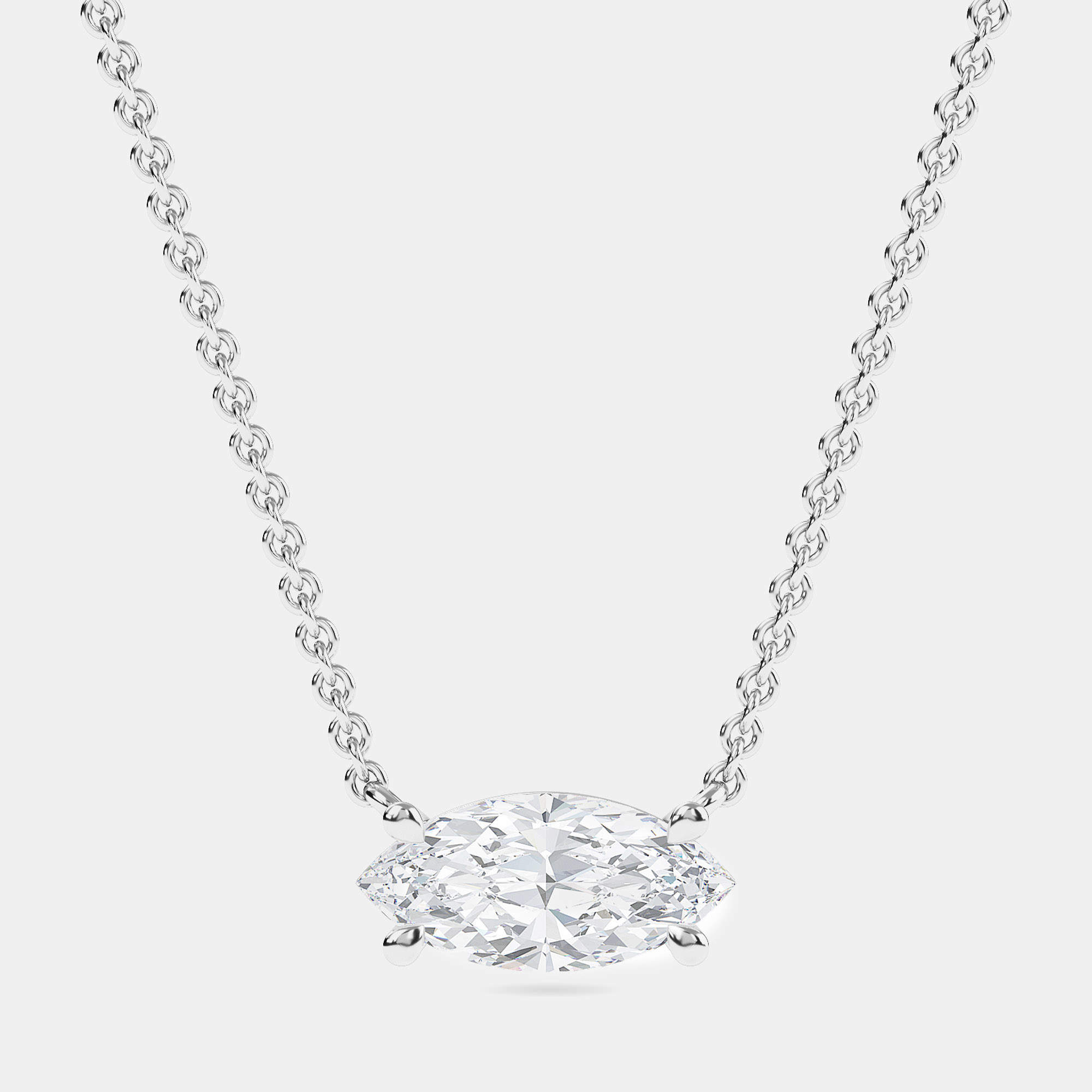 14K Solitaire Marquise Sideways Lab Grown Diamonds Pendant (3/4 ctw)