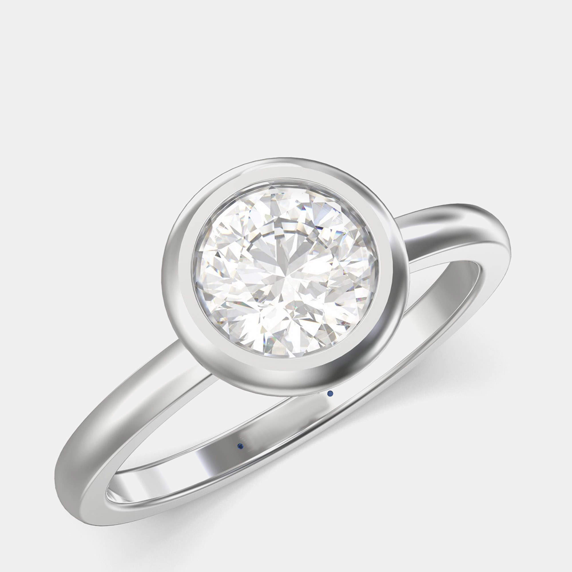 Pre Owned 14K White Gold Bezel Set Round Solitaire Ring (1.00 ctw) US 7