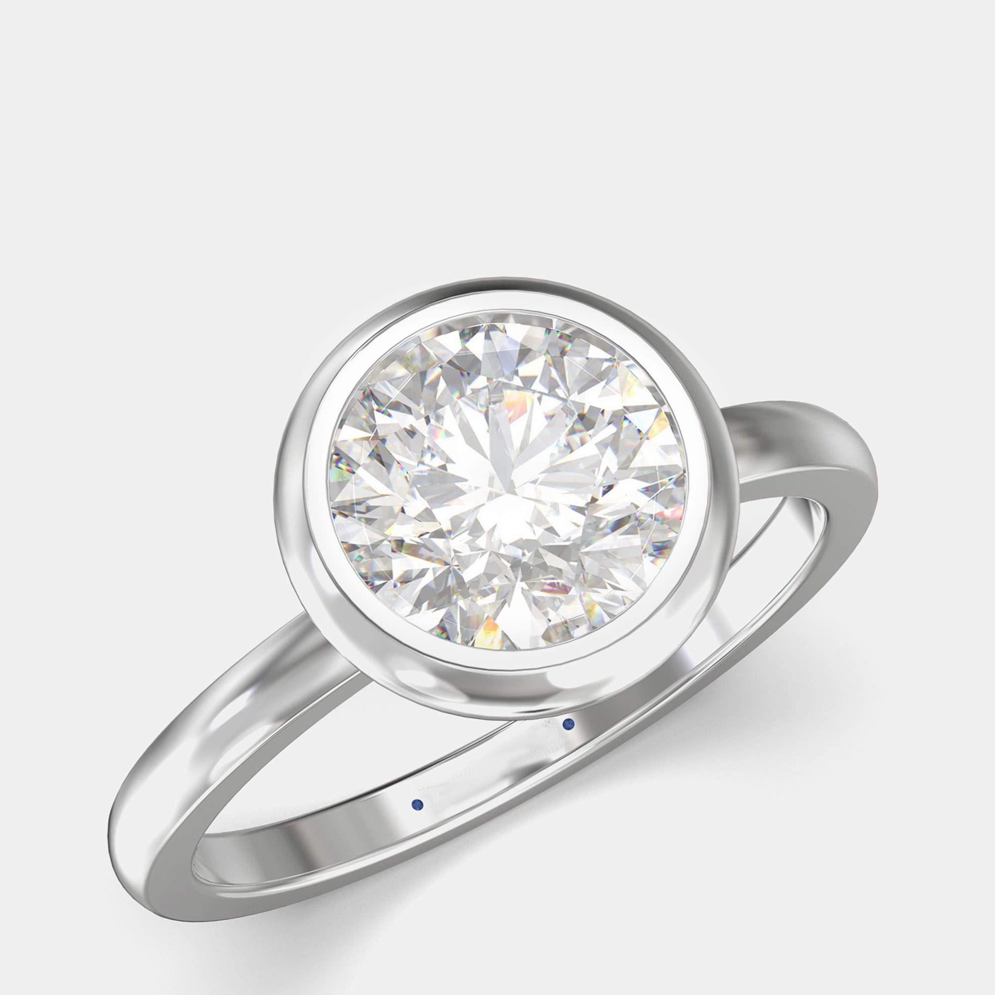 Pre Owned 14K White Gold Bezel Set Round Solitaire Ring (1.50 ctw) US 7