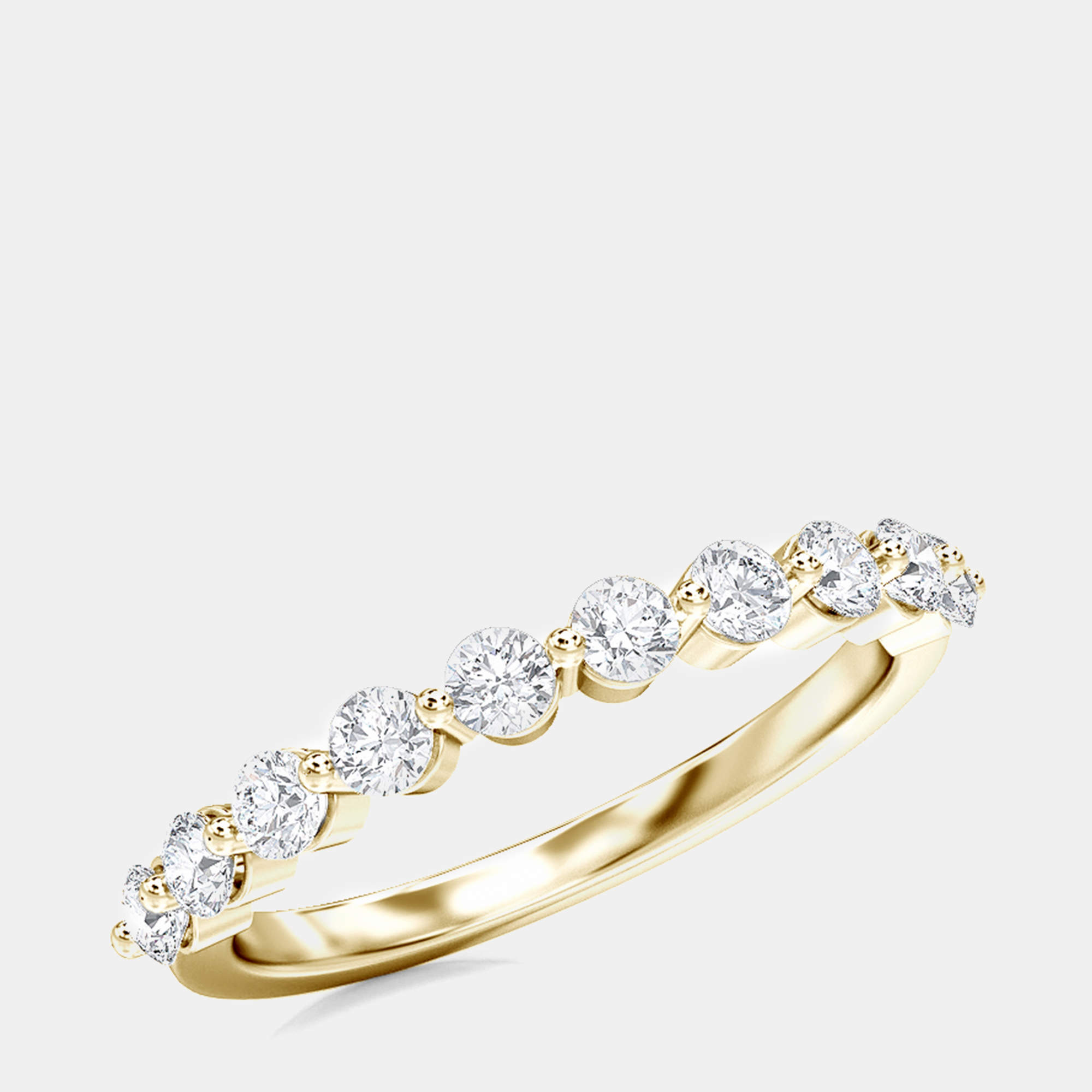 مملوكة مسبقًا 14K Yellow Gold Round 11Stones Band (1/3 ctw) US 7