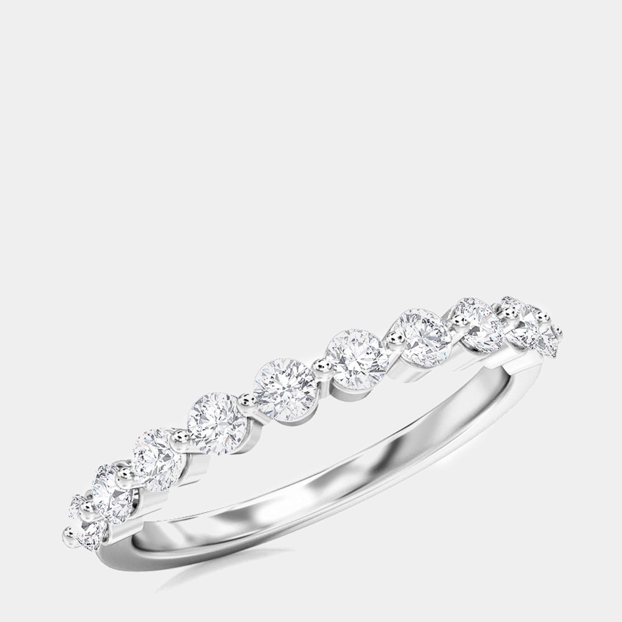 مملوكة مسبقًا خاتم 14 قيراط ذهب أبيض دائري 10 أحجار (1/2 قيراط بالإجمال) مقاس 7 الولايات المتحدة