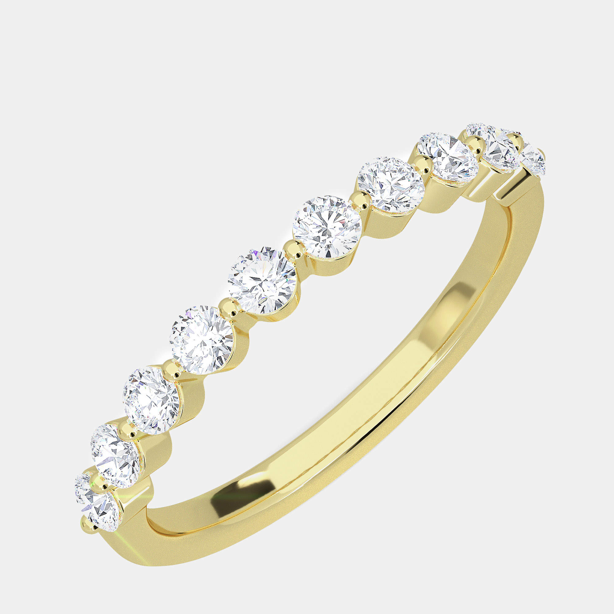 Pre Owned 14K Yellow Gold Round 10 Stones Band (1/2 ctw) US 7