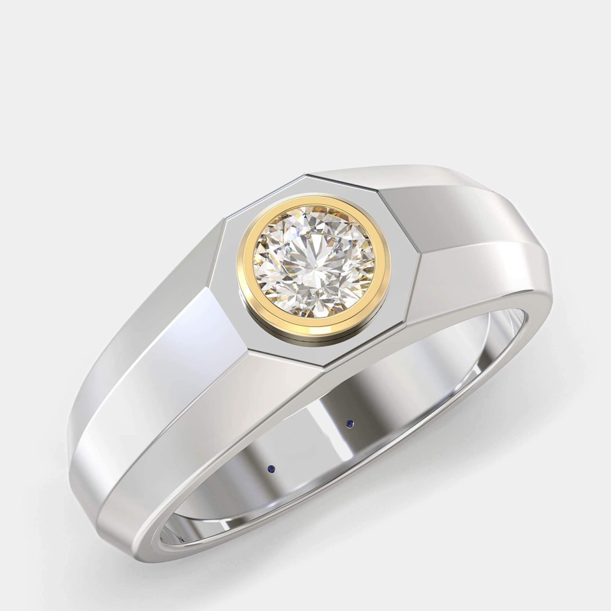 Silver-Gold Mix 1 Stone Ring (0.75 ctw) US 7