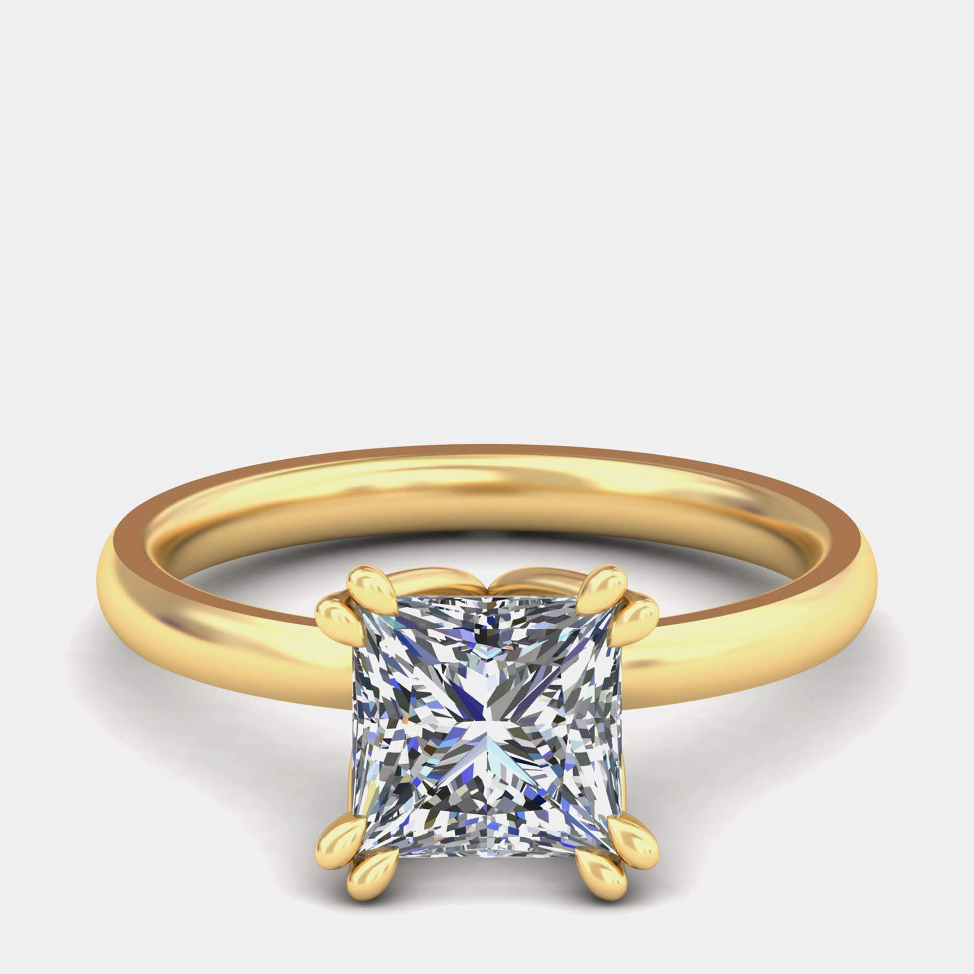 Pre Owned 14K Princess Two Tone Solitaire Ring (2 ctw) US 7