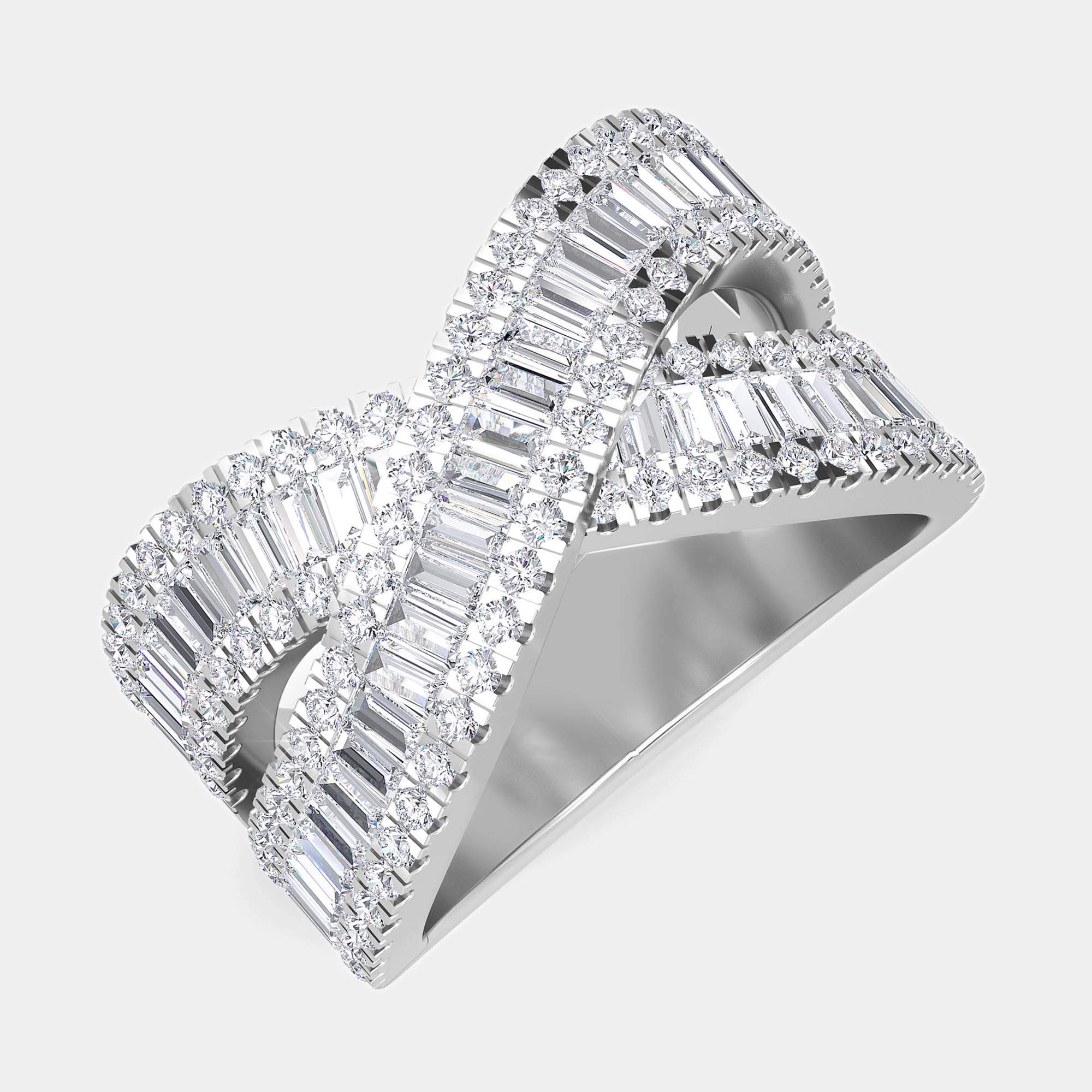 14K White Gold Baguette Fashion Band (2.30 ctw) US 7