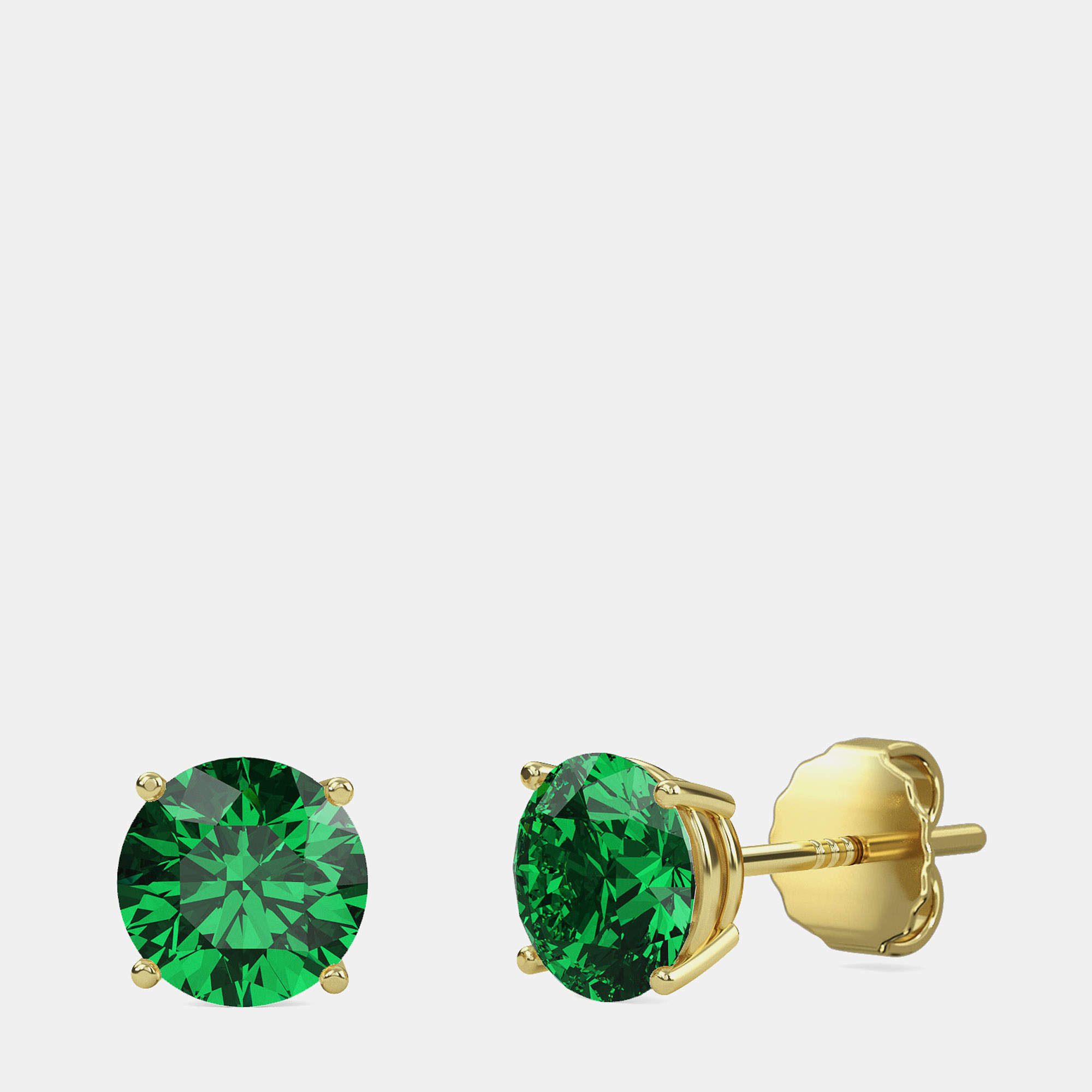 10K Round Created Emerald Birthstone Solitaire Earring (2.00 ctw)