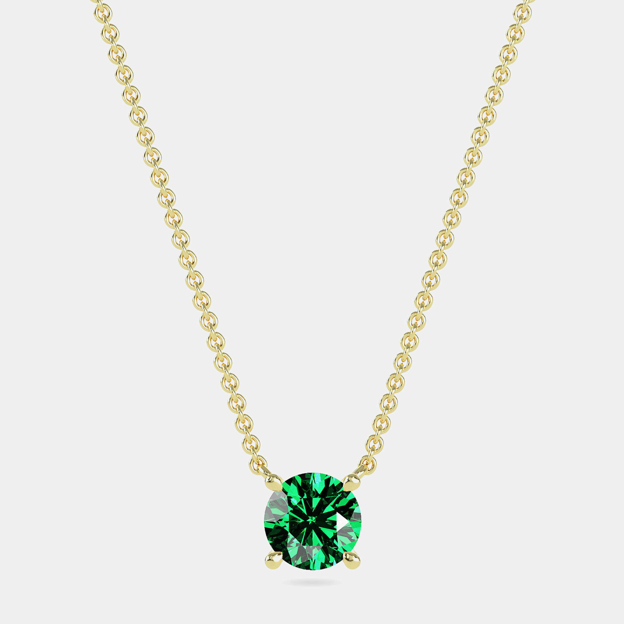 10K Round Created Emerald Birthstone Solitaire Pendant (2.00 ctw)