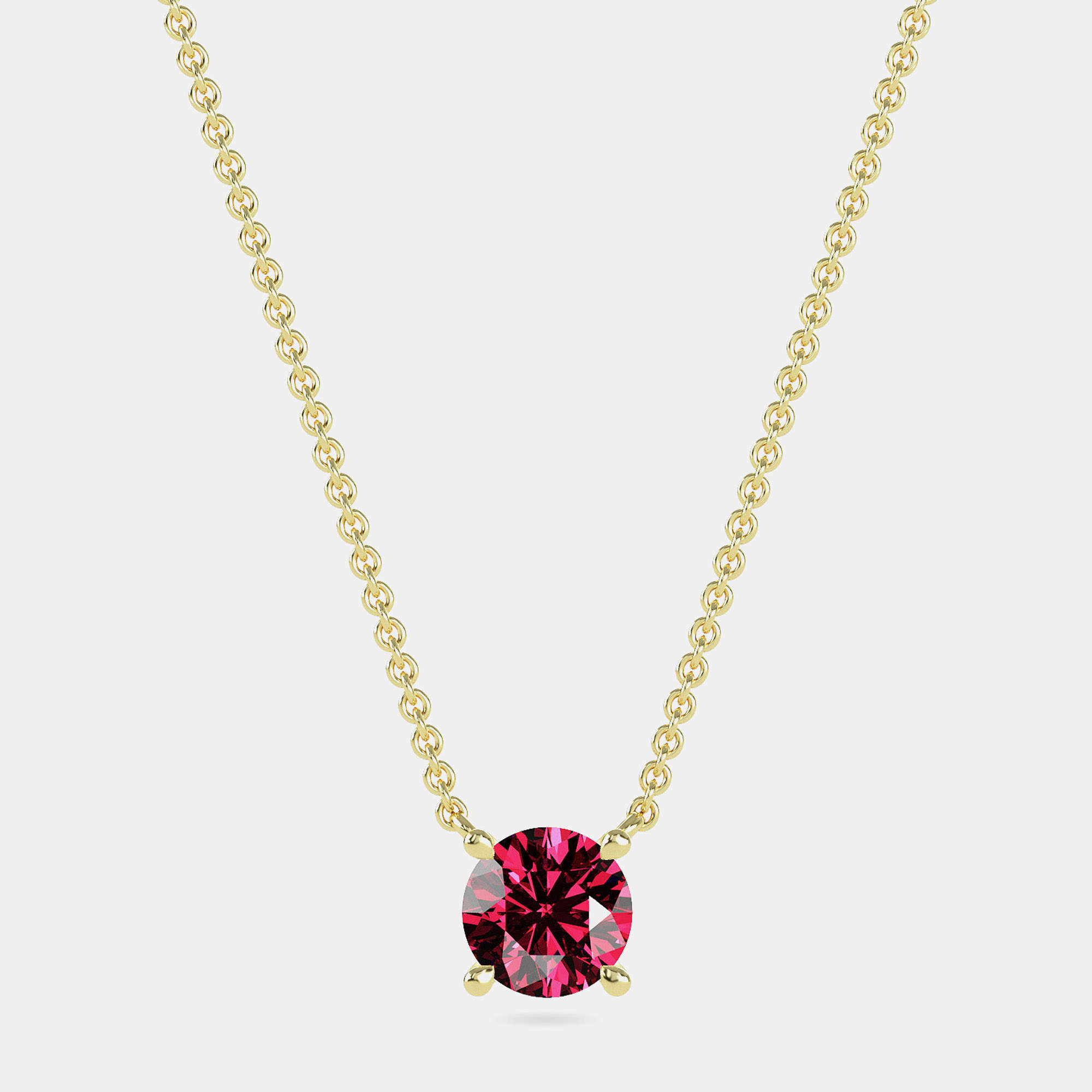 10K Round Created Ruby Birthstone Solitaire Pendant (2.00 ctw)