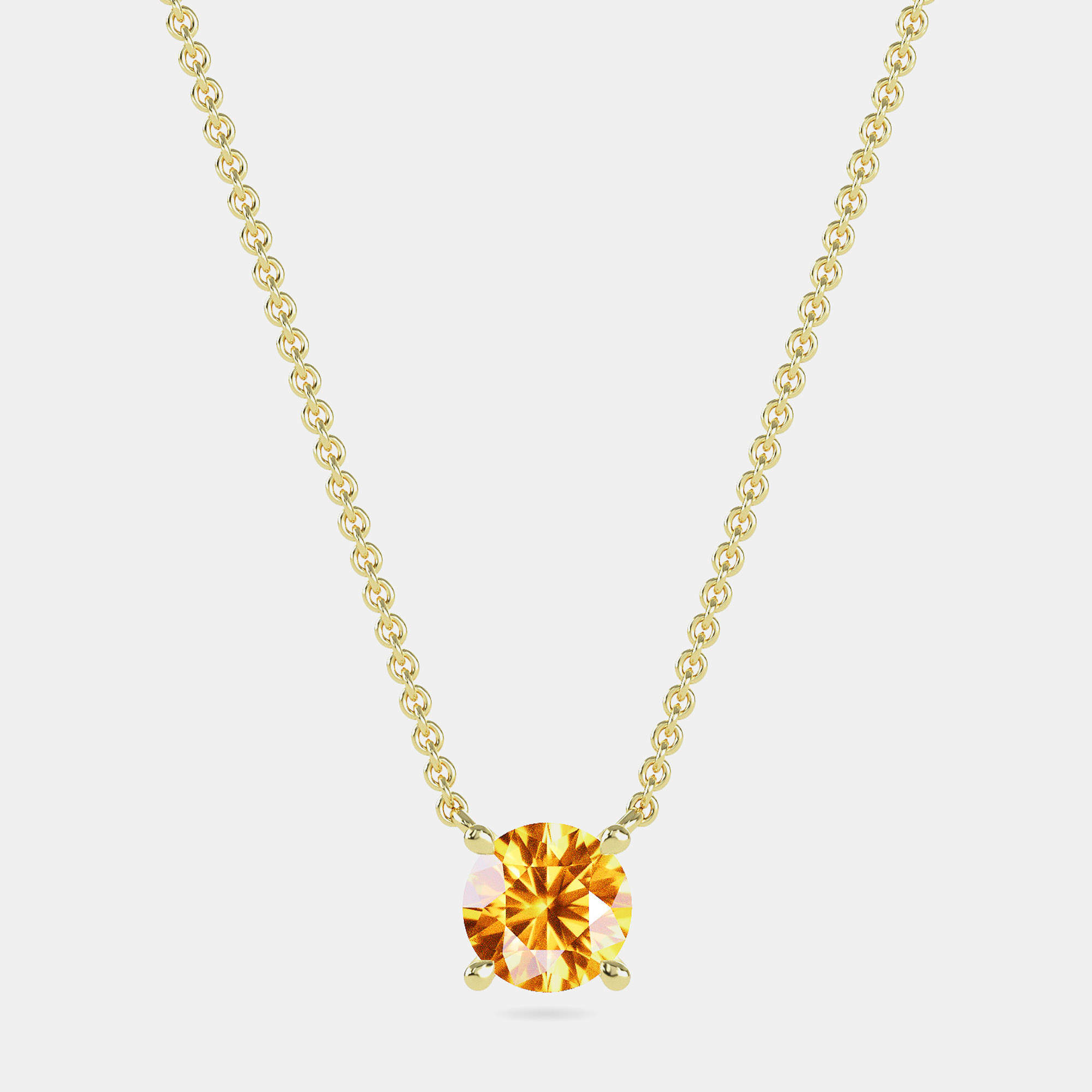 10K Round Created Citrine Birthstone Solitaire Pendant (2.00 ctw)
