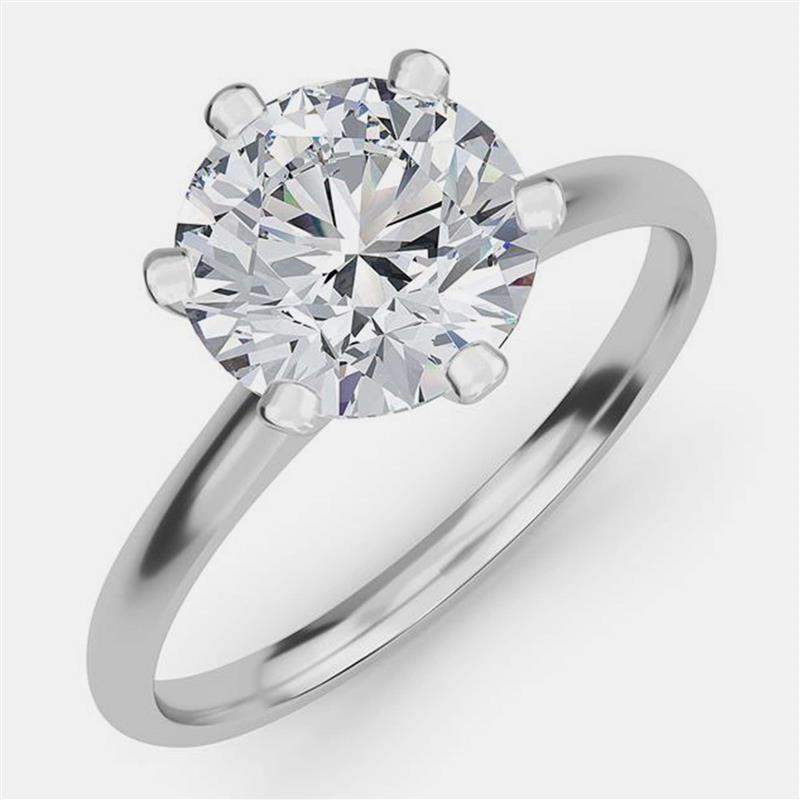 Pre Owned 8.00 Ct Round Plain 6 Prongs 14K White Gold Lab Grown Diamond Solitaire Ring US 7
