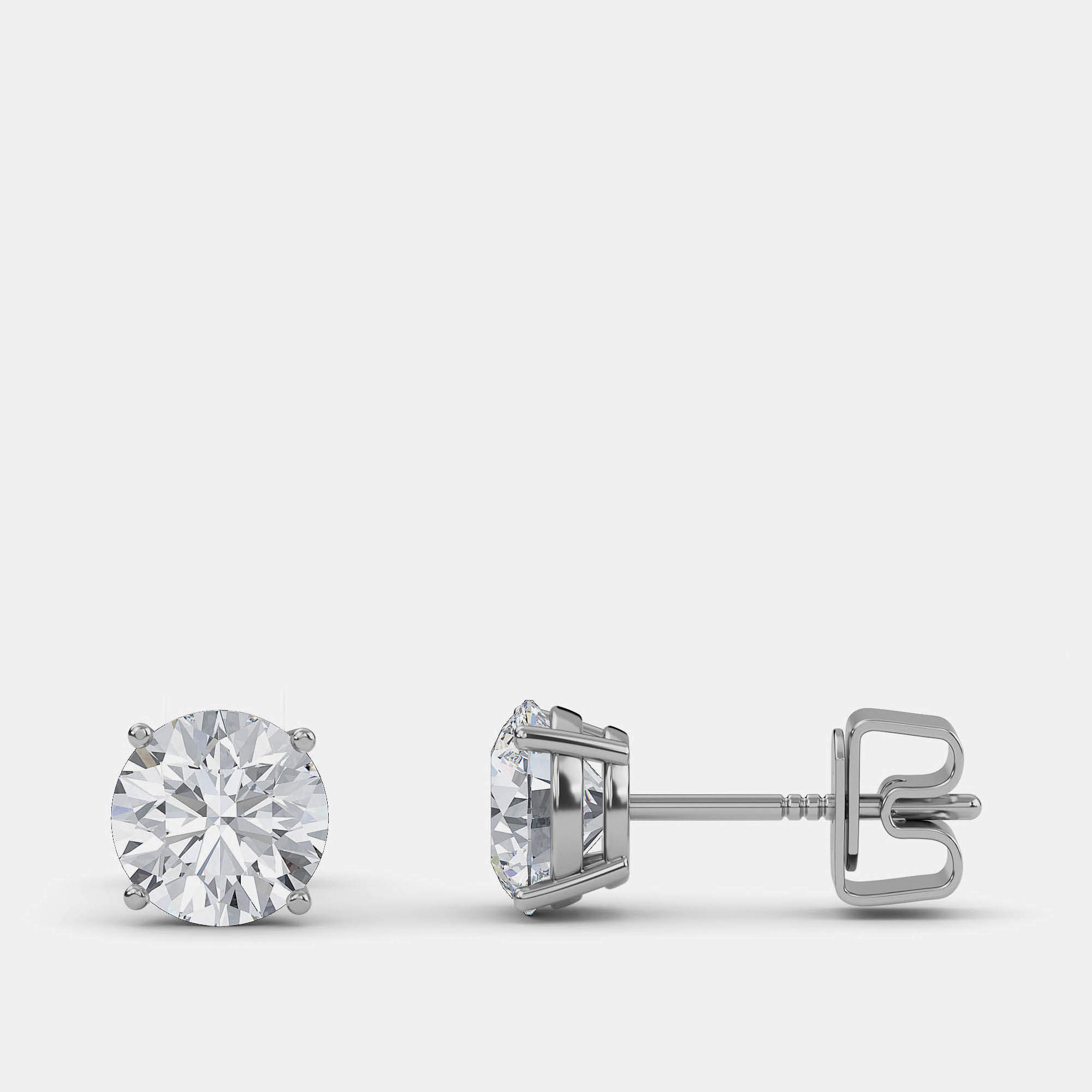 Pre Owned 6.00 Ct Round 14K White Gold Lab Grown Diamond Solitaire 4 Prong Earrings