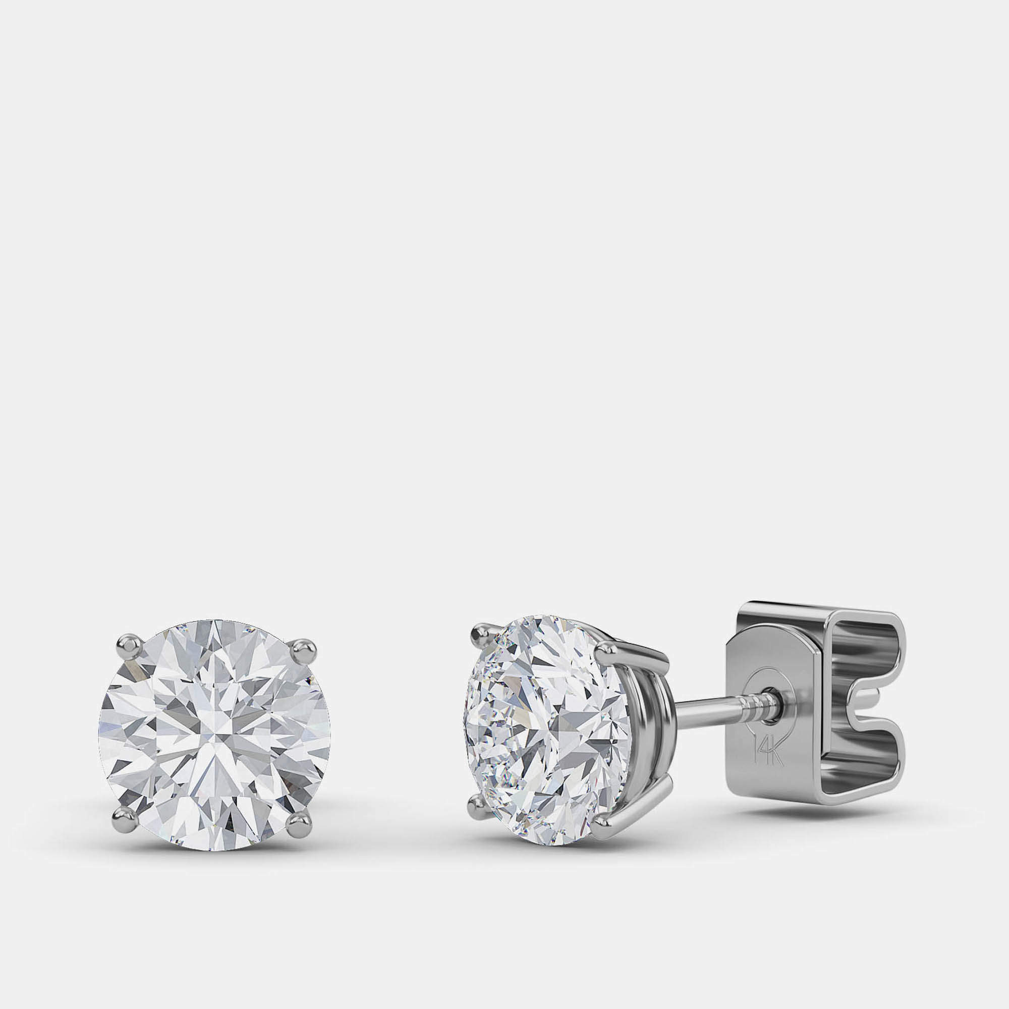 Pre Owned 8.00 Ct Round 14K White Gold Lab Grown Diamond Solitaire 4 Prong Earrings