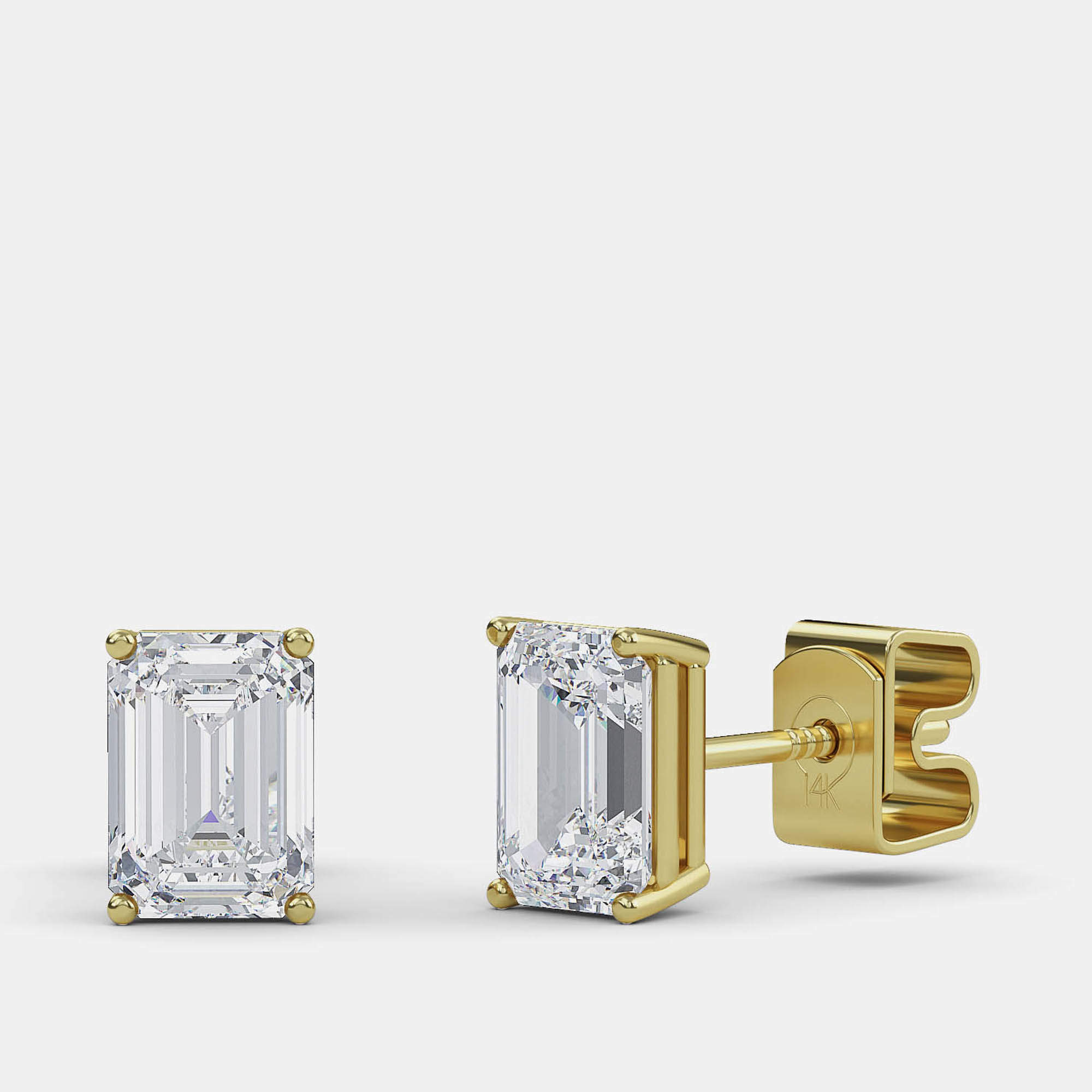 Pre Owned 5.00 Ct Emerald 14K Yellow Gold Lab Grown Diamond Solitaire 4 Prong Earring