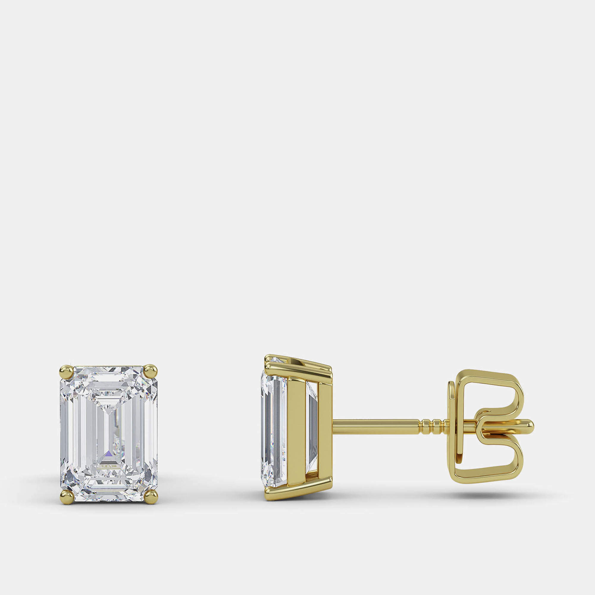 Pre Owned 7.00 Ct Emerald 14K Yellow Gold Lab Grown Diamond Solitaire 4 Prong Earring