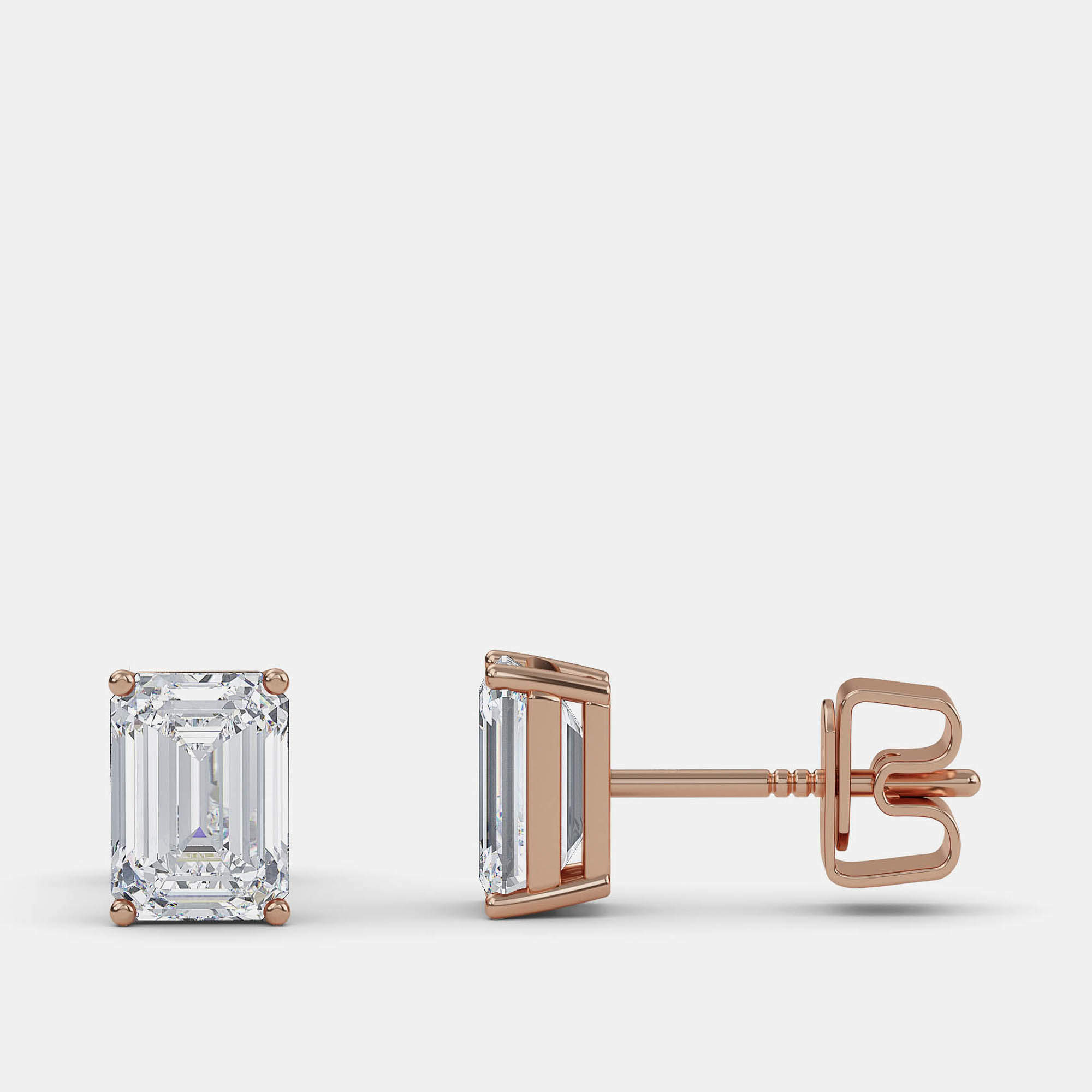 Pre Owned 6.00 Ct Emerald 14K Rose Gold Lab Grown Diamond Solitaire 4 Prong Earring