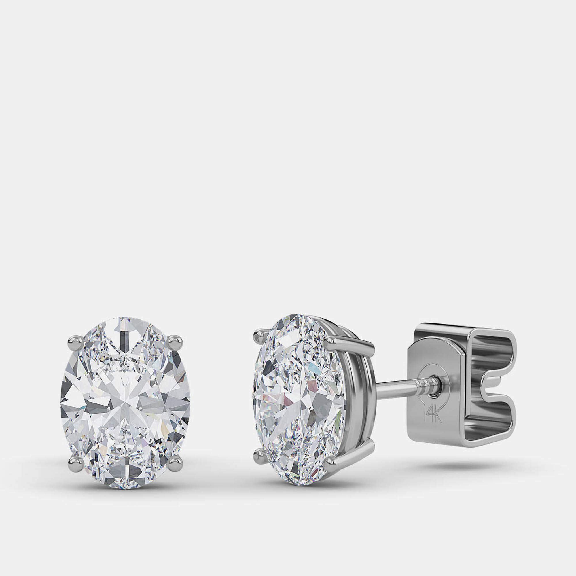 Pre Owned 7.00 Ct Oval 14K White Gold Lab Grown Diamond Solitaire 4 Prong Earring