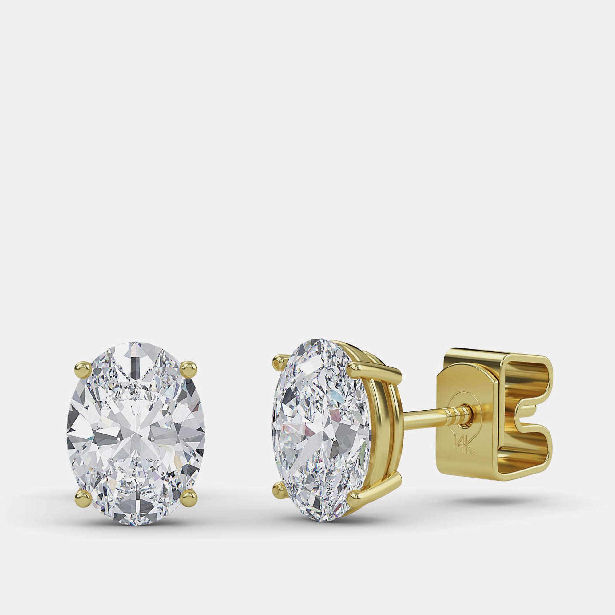 Pre Owned 7.00 Ct Oval 14K Yellow Gold Lab Grown Diamond Solitaire 4 Prong Earring