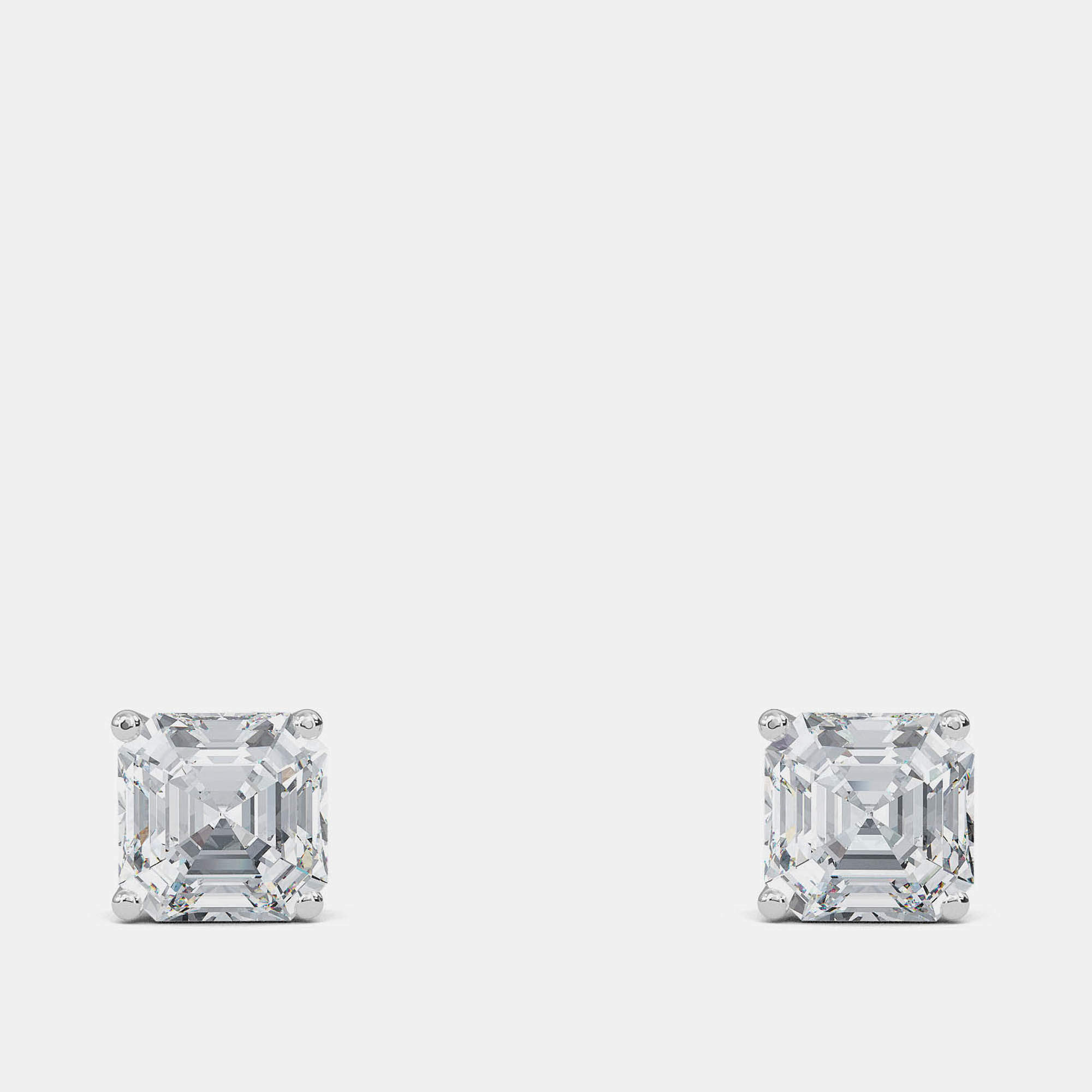 Pre Owned 7.00 Ct Asscher 14K White Gold Lab Grown Diamond Solitaire 4 Prong Earring