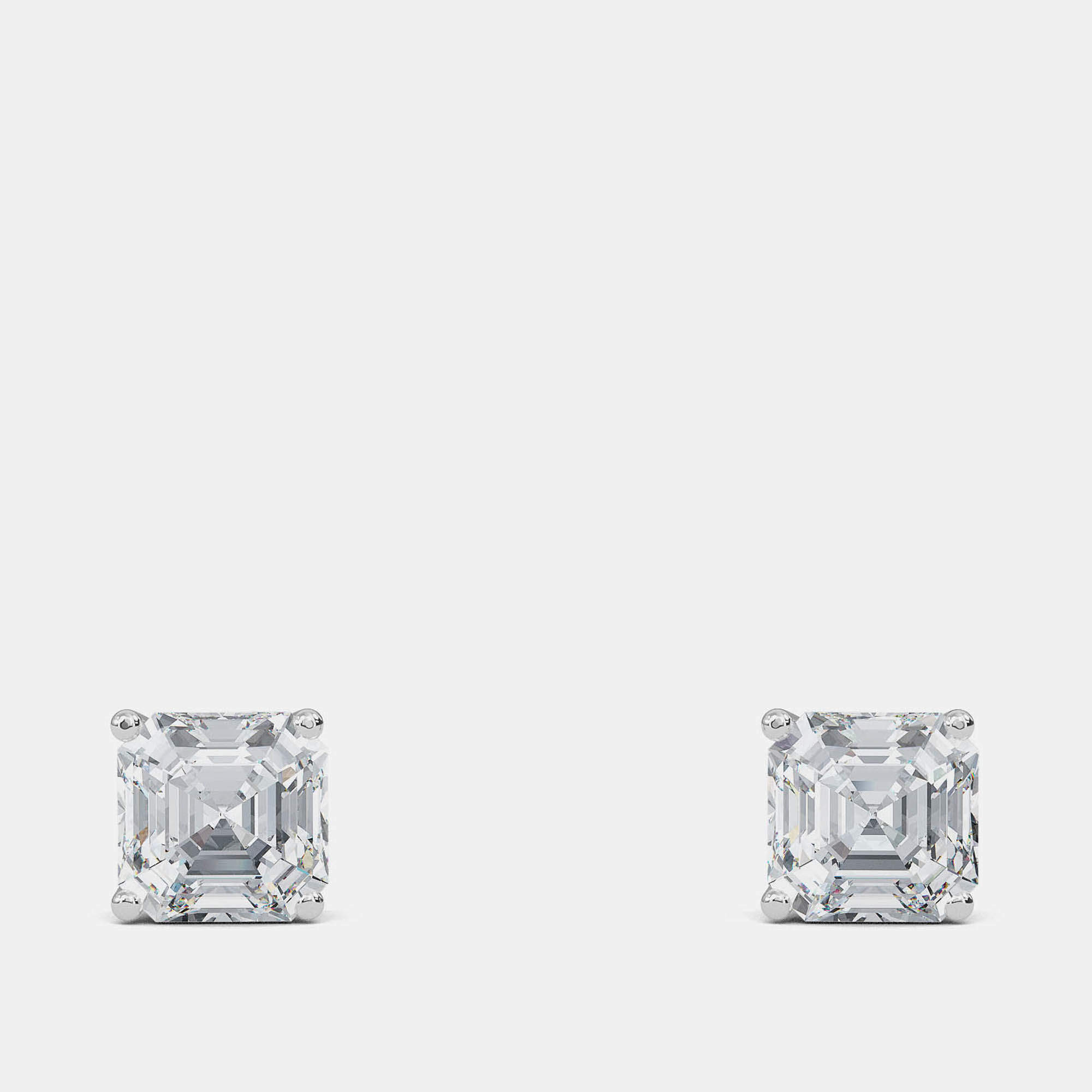 Pre Owned 8.00 Ct Asscher 14K White Gold Lab Grown Diamond Solitaire 4 Prong Earring