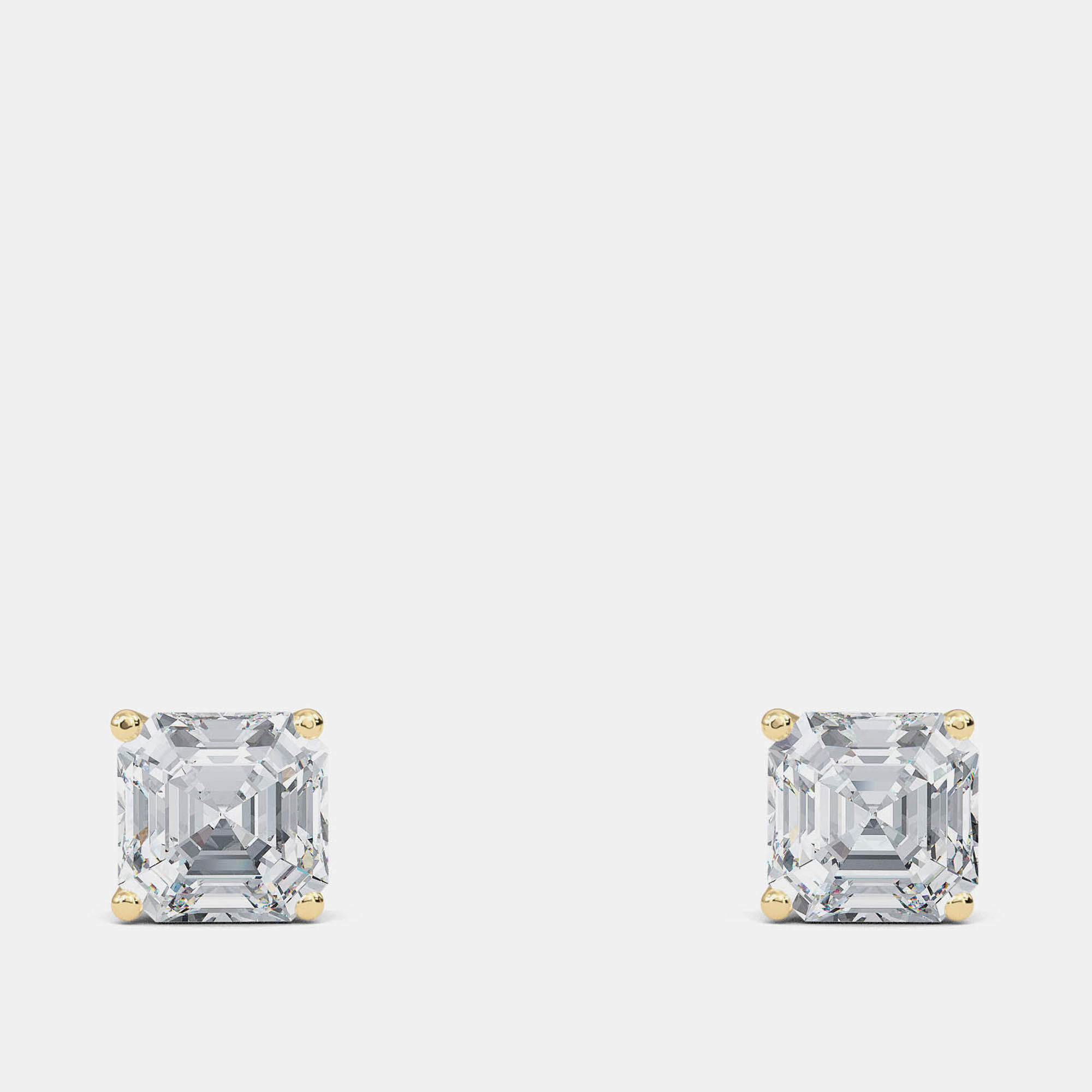 Pre Owned 5.00 Ct Asscher 14K Yellow Gold Lab Grown Diamond Solitaire 4 Prong Earring