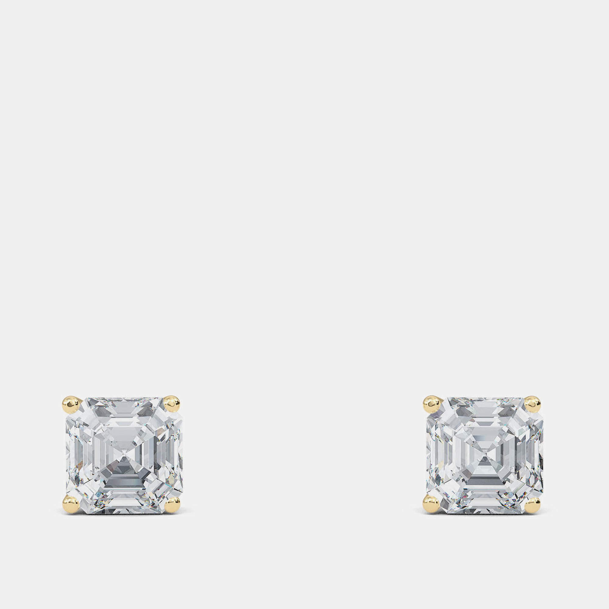 Pre Owned 6.00 Ct Asscher 14K Yellow Gold Lab Grown Diamond Solitaire 4 Prong Earring