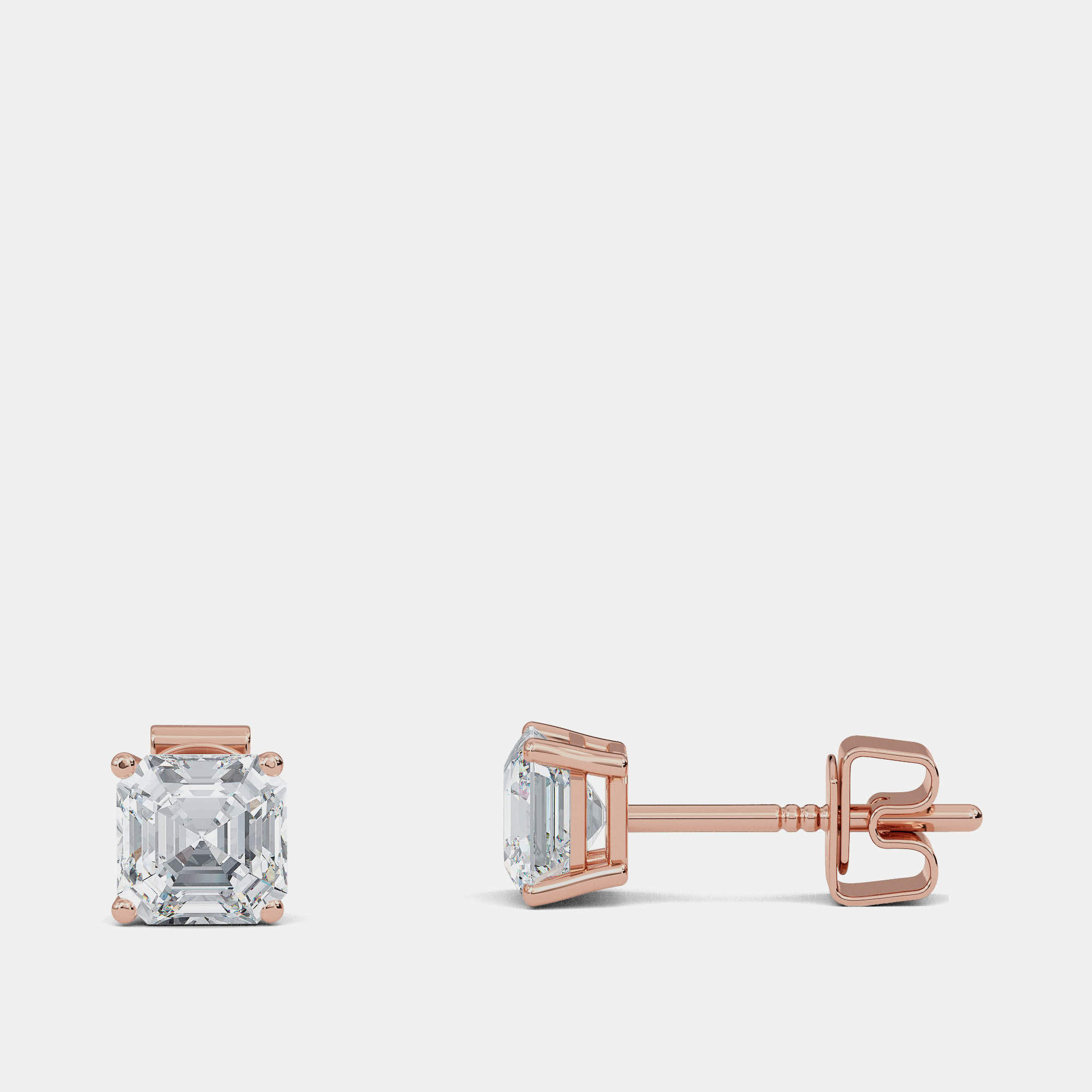 Pre Owned 7.00 Ct Asscher 14K Rose Gold Lab Grown Diamond Solitaire 4 Prong Earring