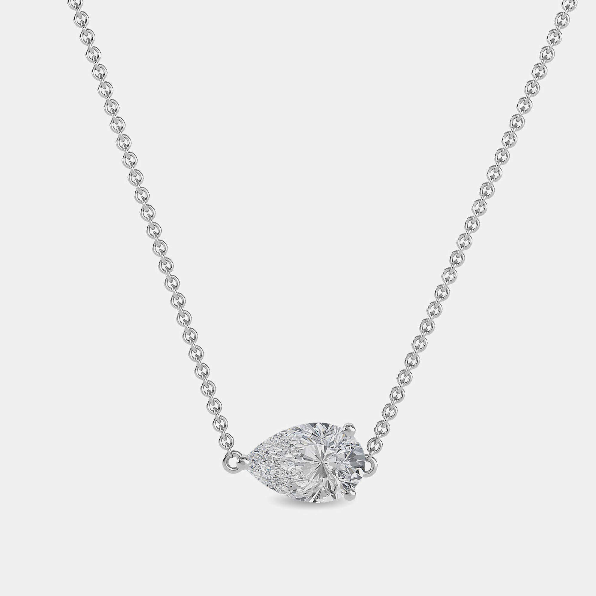 Pre Owned 8.00 Ct Pear 14K White Gold Lab Grown Diamonds Solitaire 3 Prong Pendant
