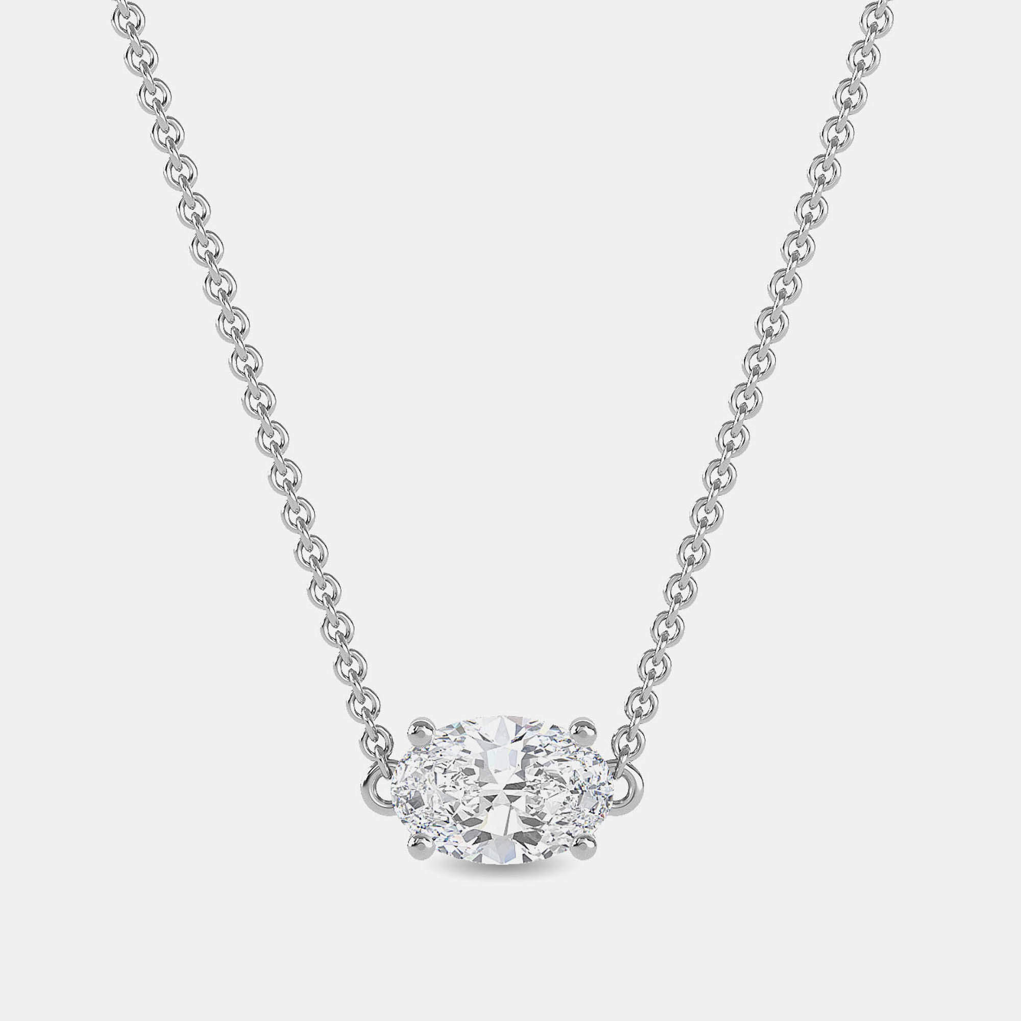 Pre Owned 6.00 Ct Oval 14K White Gold Lab Grown Diamonds Solitaire 4 Prong Pendant