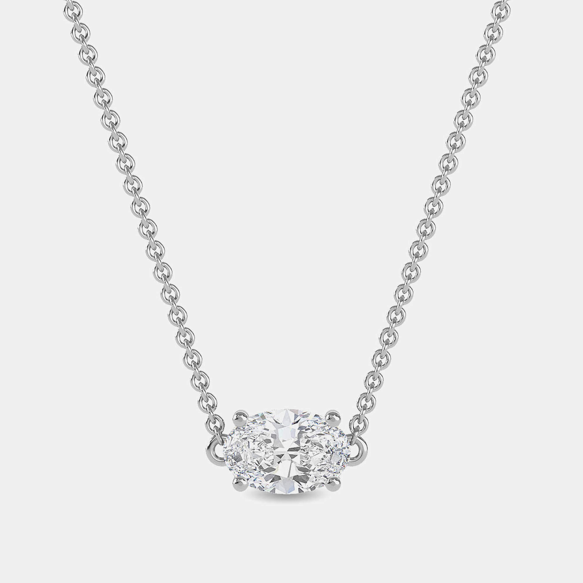 Pre Owned 7.00 Ct Oval 14K White Gold Lab Grown Diamonds Solitaire 4 Prong Pendant