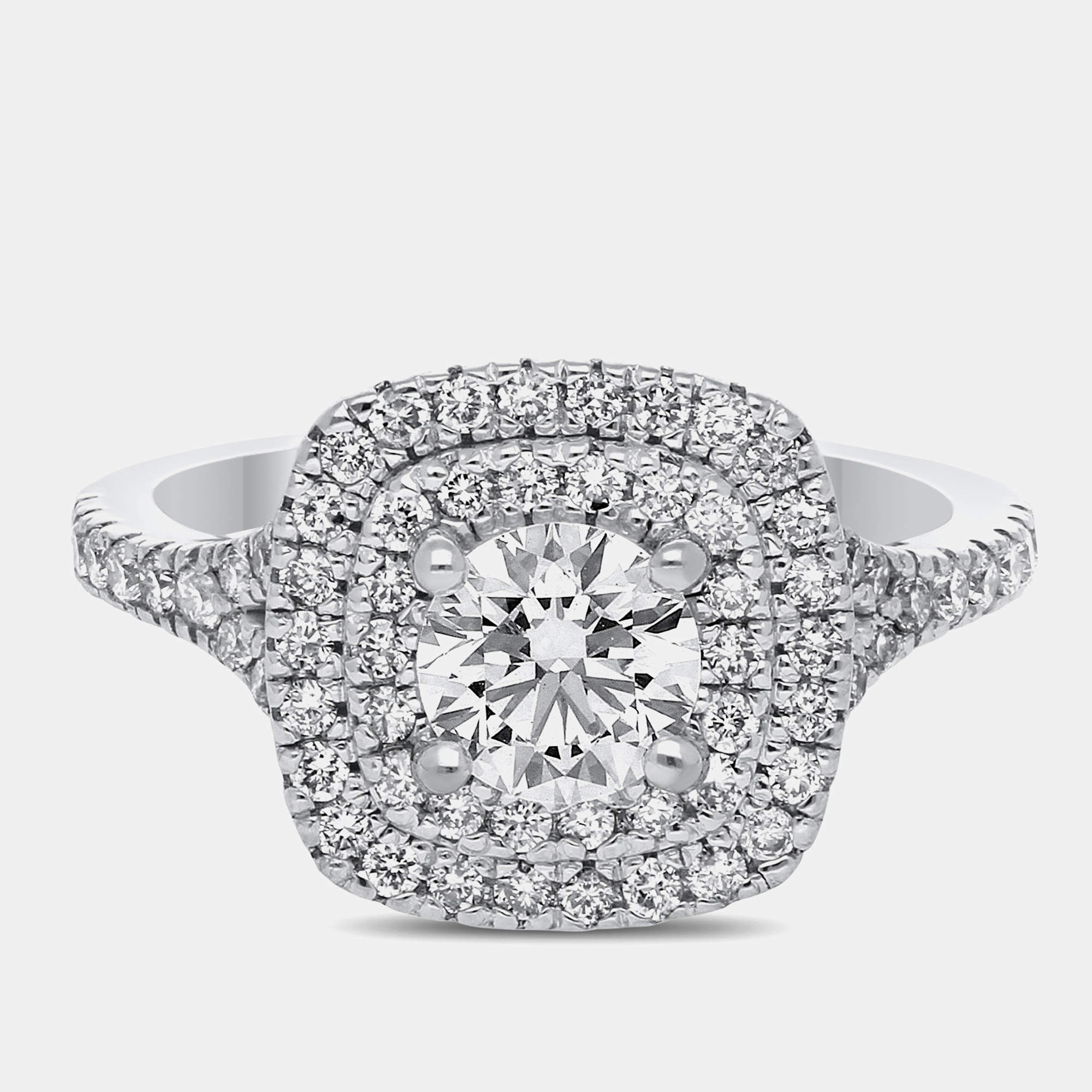 Pre Owned خاتم زفاف بألماس مخبري مزدوج هالة 14 قيراط مقاس 7 الولايات المتحدة