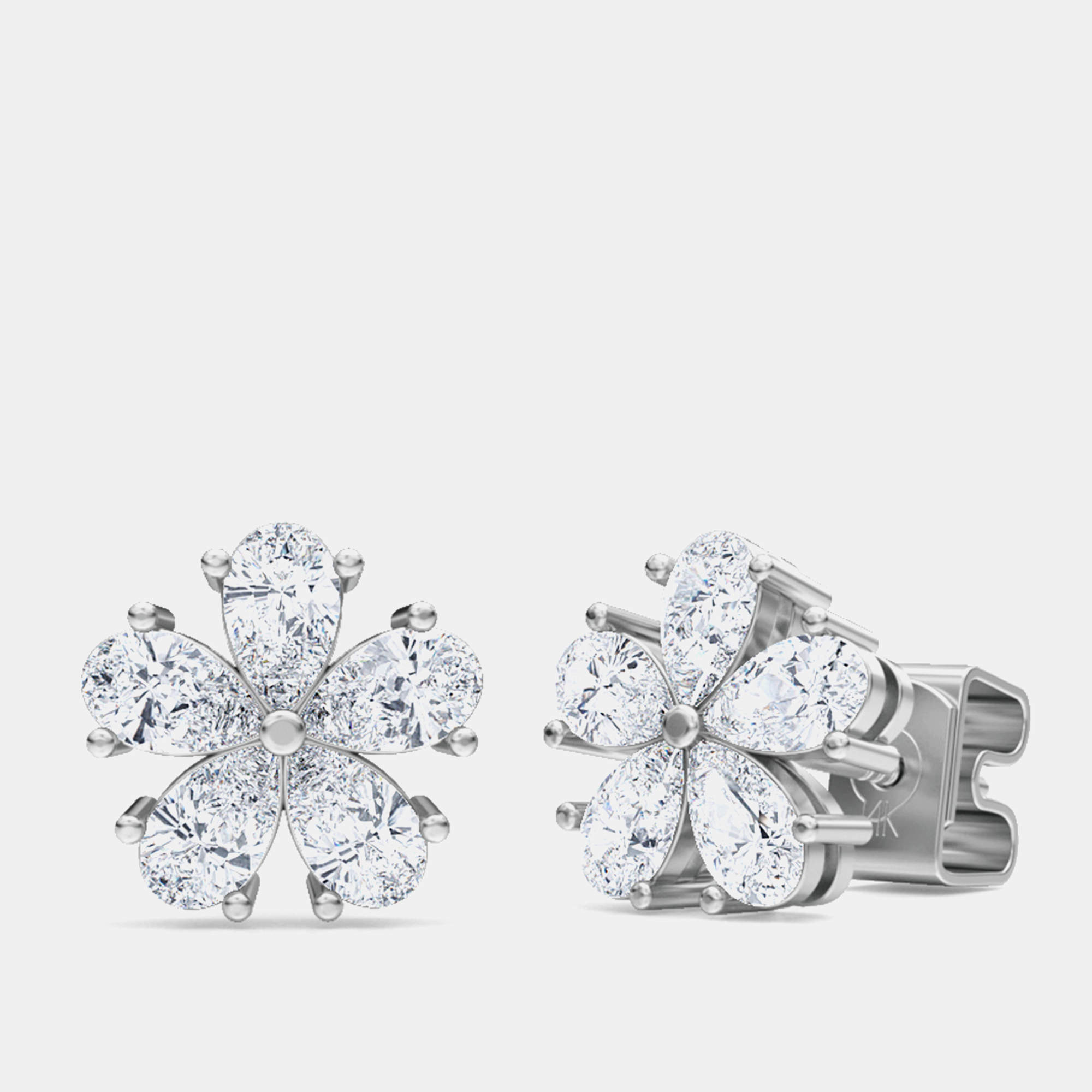 مملوكة مسبقًا أقراط ألماس مزروع في المختبر بشكل زهرة كمثرى عيار 14 (1 1/2 قيراط)