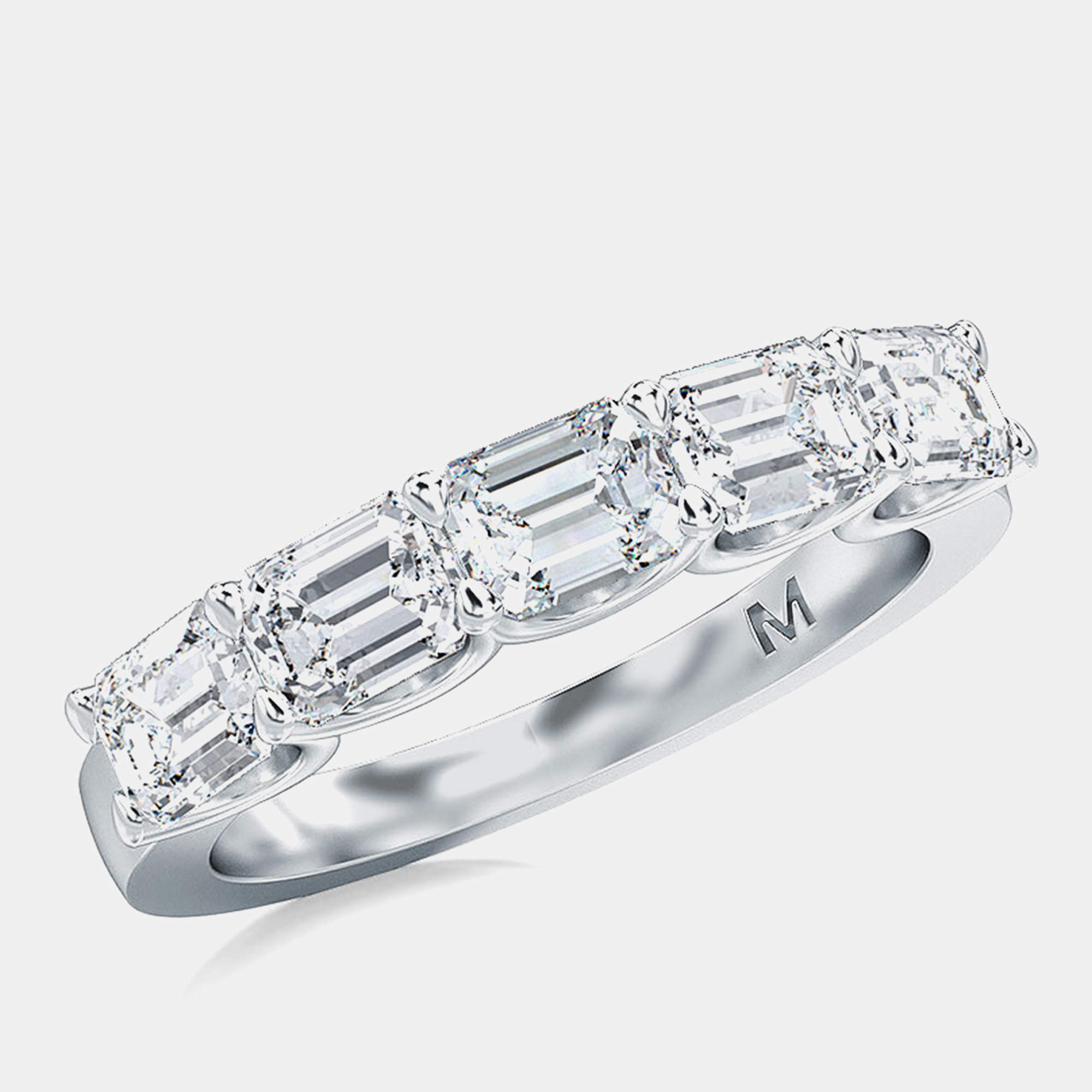 Pre Owned 5 Lab Grown Diamonds Emeral cut Sideways Band (1 Ctw) US 7