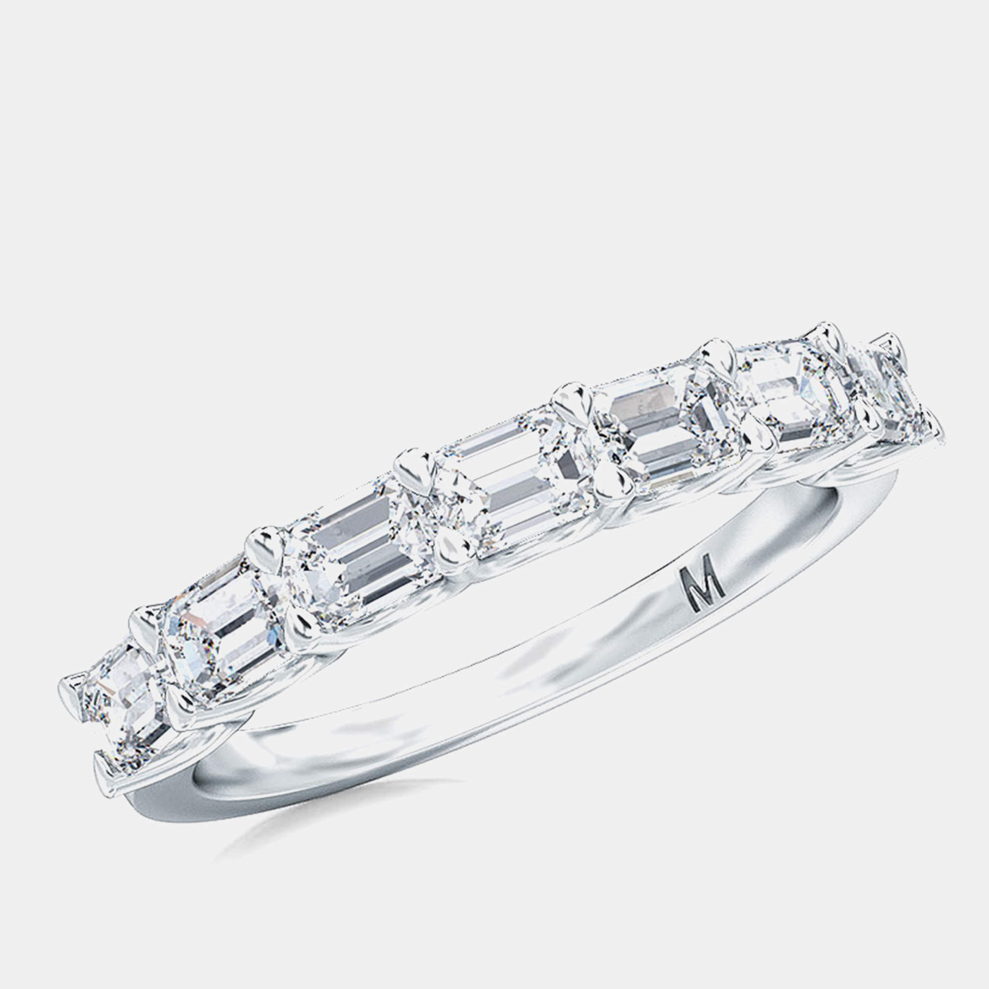 Pre Owned 7 Lab Grown Diamonds Emeral cut Set Sideways Band (1 1/2 Ctw) US 7