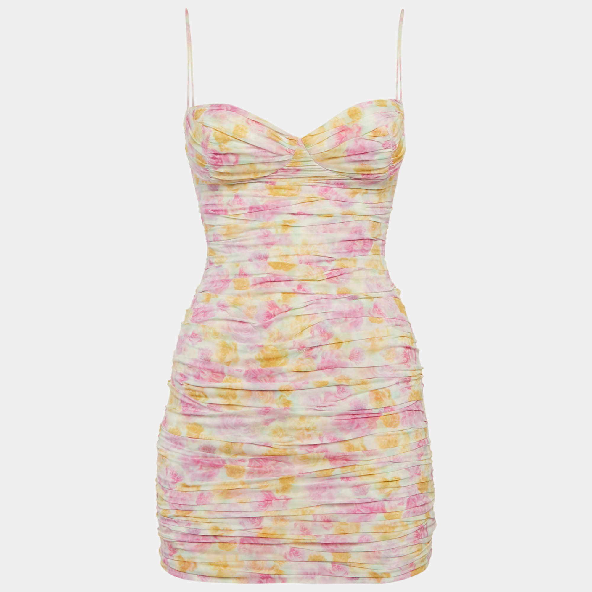 Magda Butrym Multicolor Floral Print Crepe Draped Sleeveless Mini Dress S