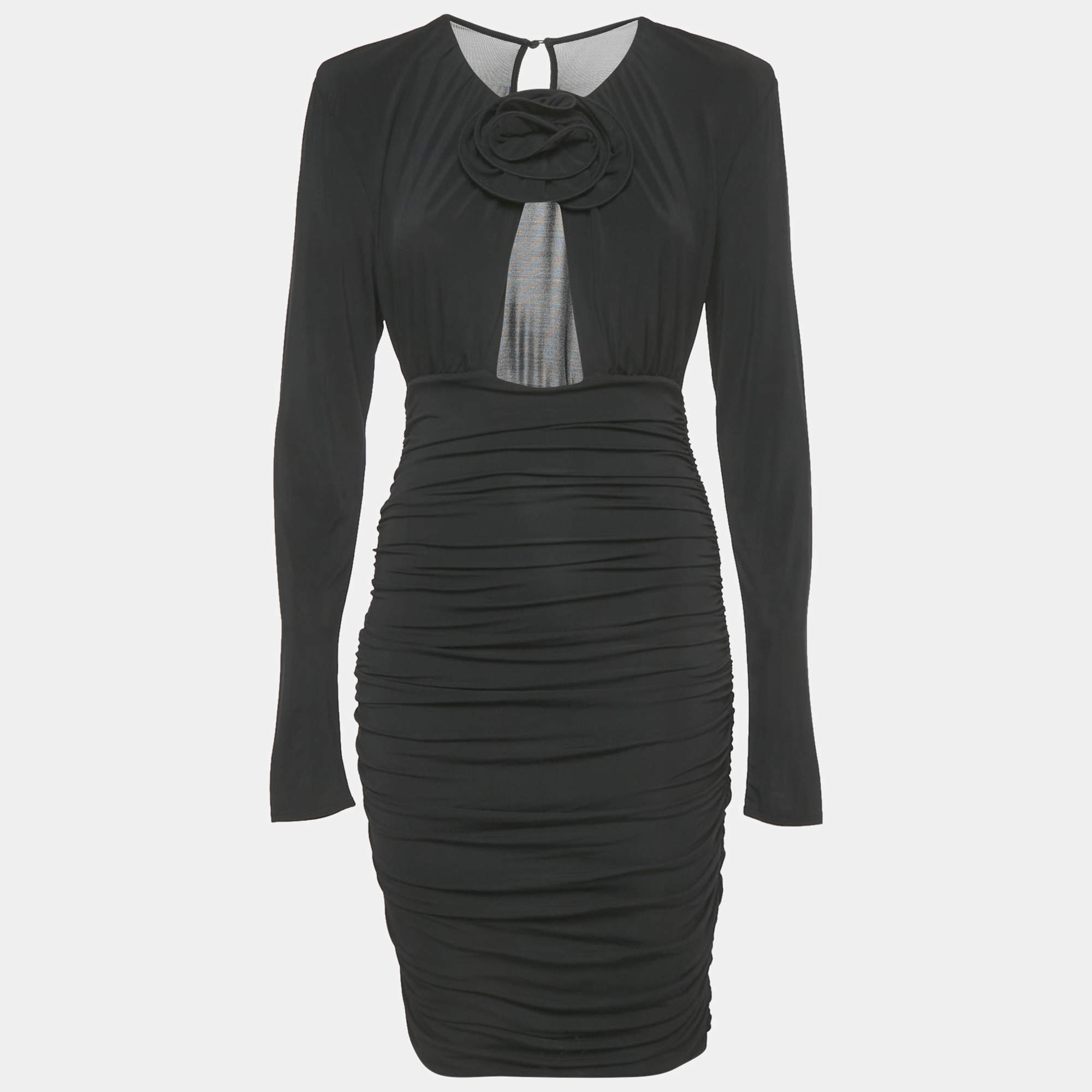 Pre Owned Magda Butrym Black Cut-Out Jersey Ruche Mini Dress S