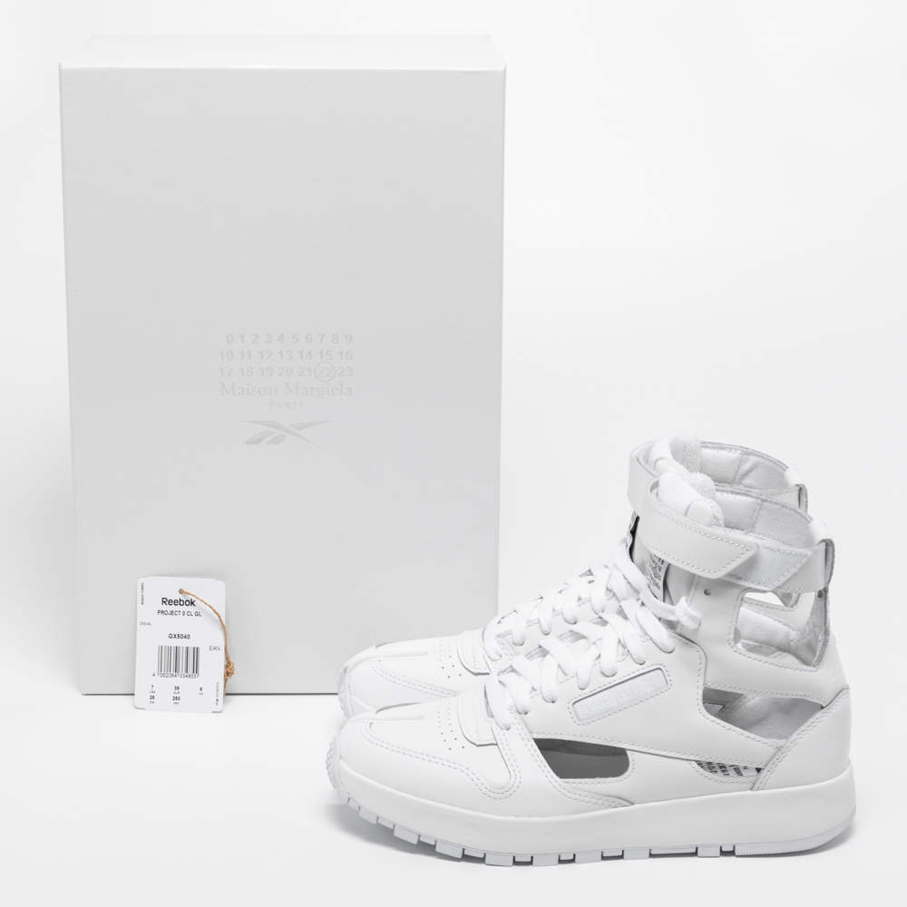 Maison Martin Margiela Reebok White Leather Tabi High Top Sneakers Size 39