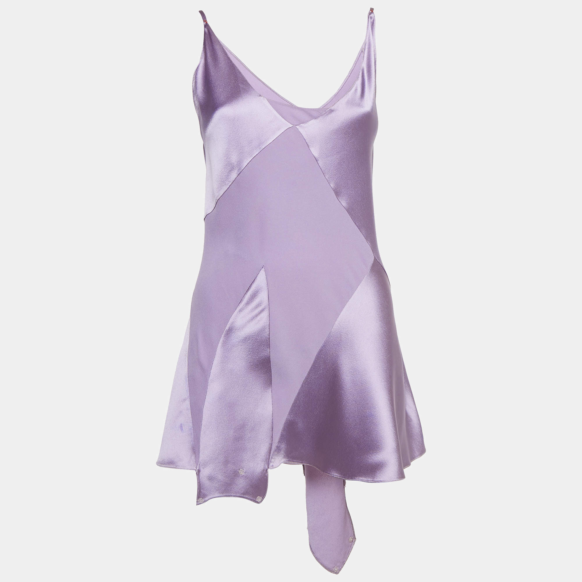 Pre Owned Maison Martin Margiela Purple Satin Sleeveless Bodysuit Top M