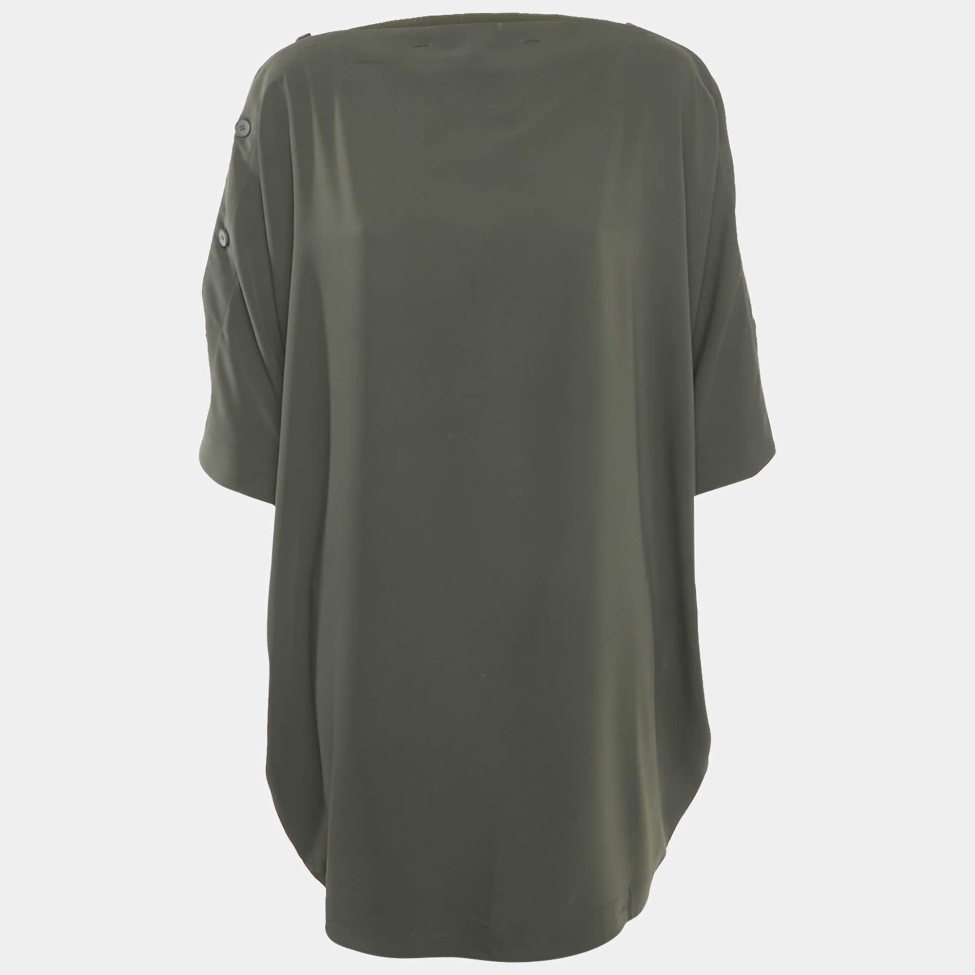 Pre Owned Maison Martin Margiela Olive Green Chiffon Short Dress S