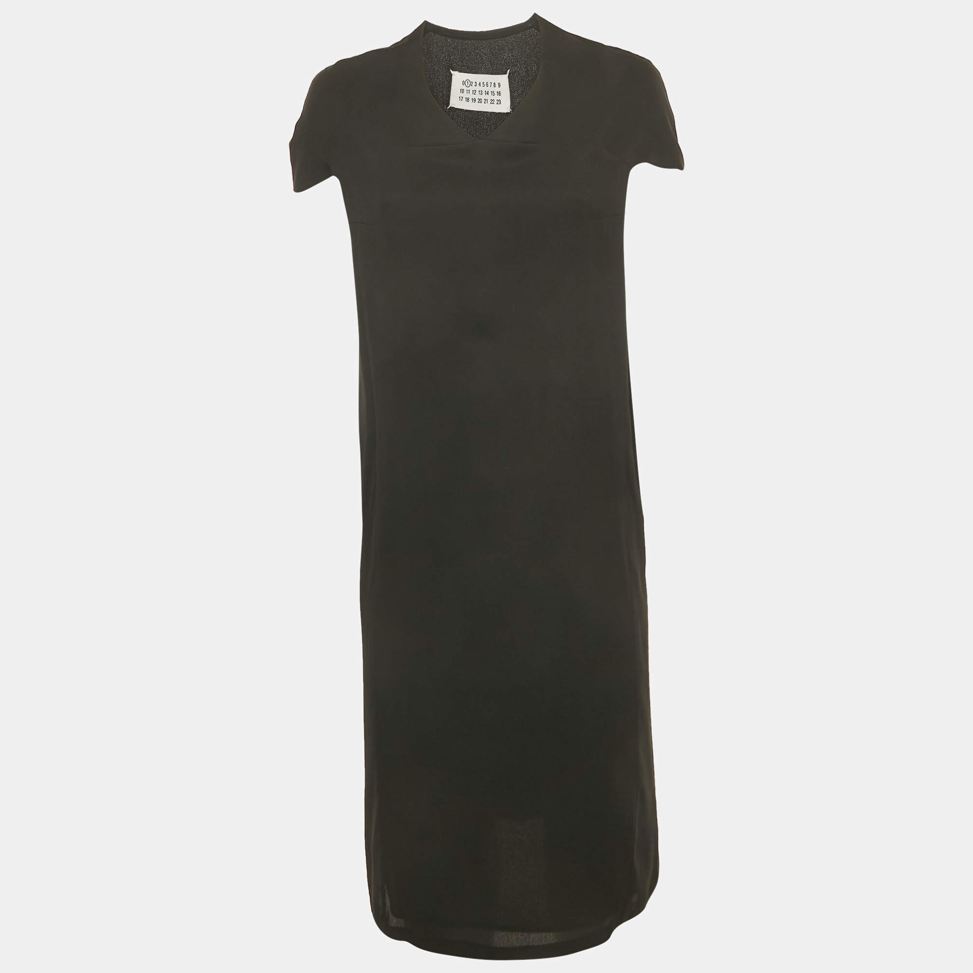 Pre Owned Maison Martin Margiela Black Crepe V-Neck Short Dress M