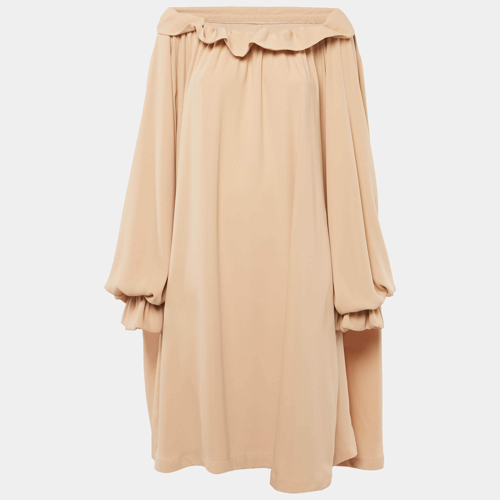 Pre Owned Maison Martin Margiela Beige Crepe Oversized Short Dress L