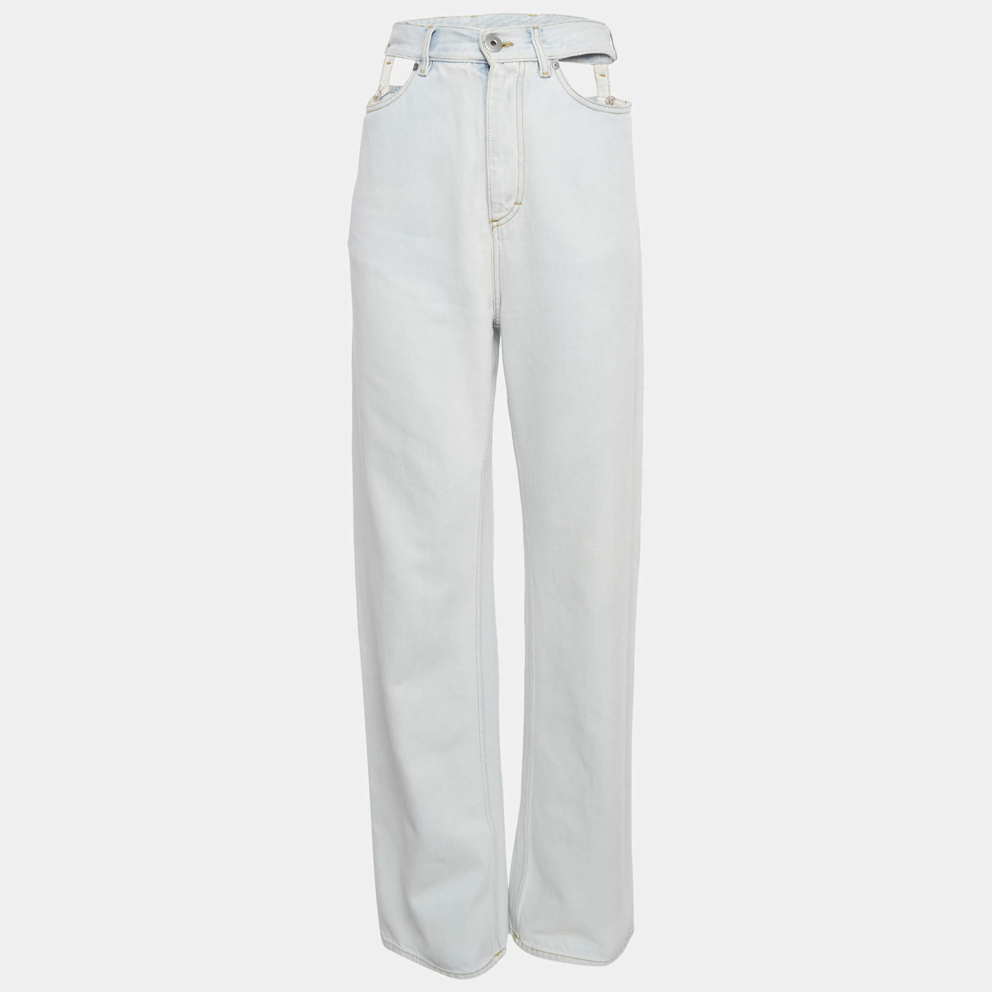 Pre Owned Maison Martin Margiela Light Blue Denim Cut-Out Jeans M Waist 25"