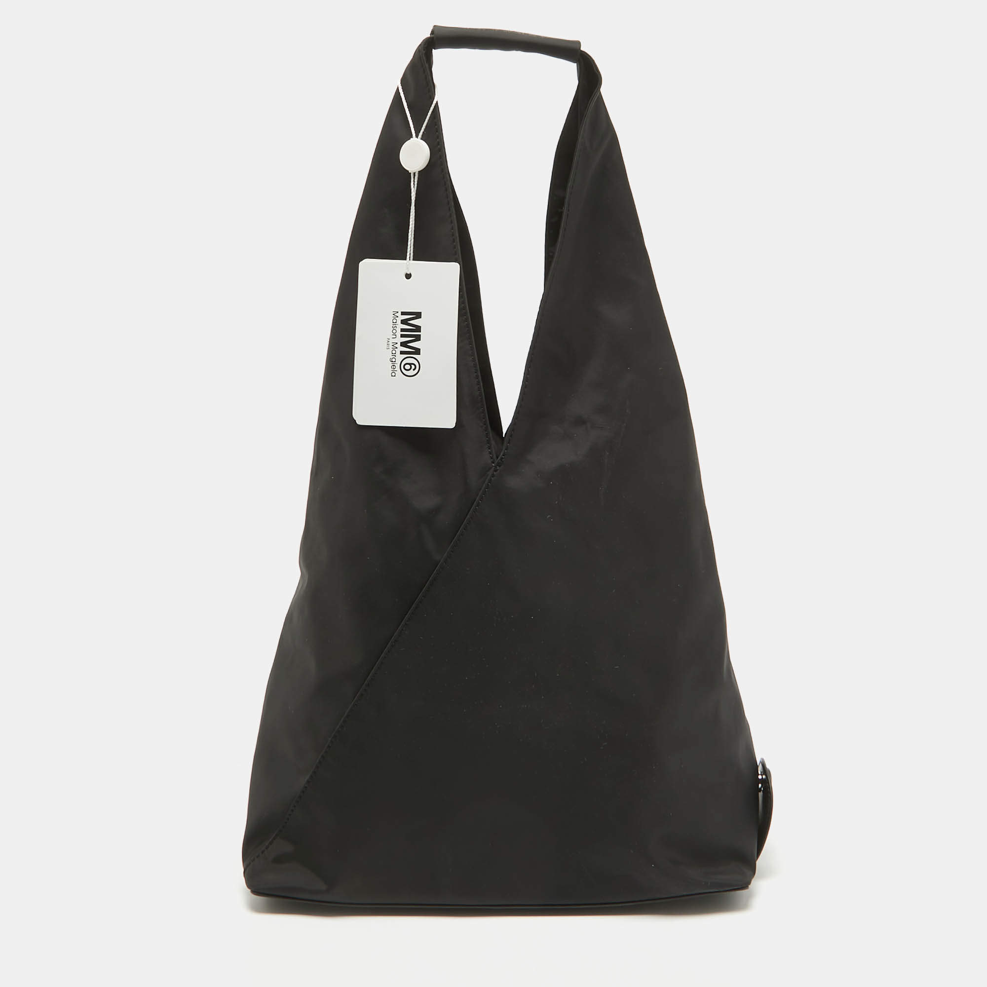 Pre Owned Maison Martin Margiela Black Nylon and Leather Foldable Japanese Tote