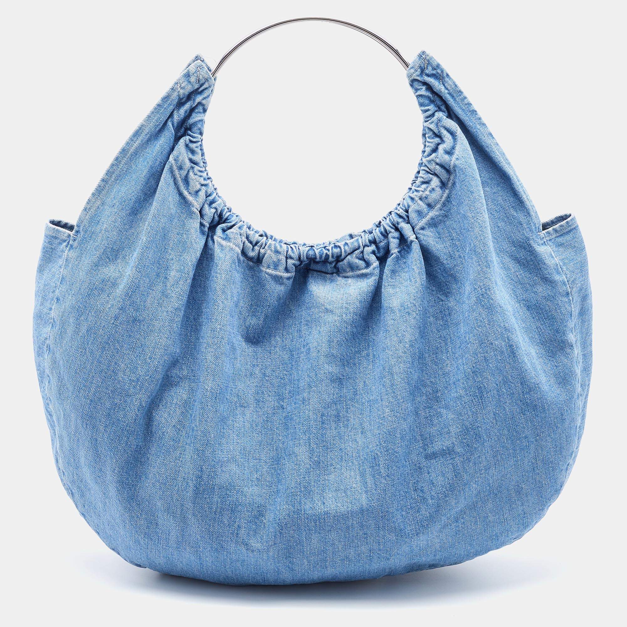 Pre Owned Maison Martin Margiela Blue Denim Large Hobo