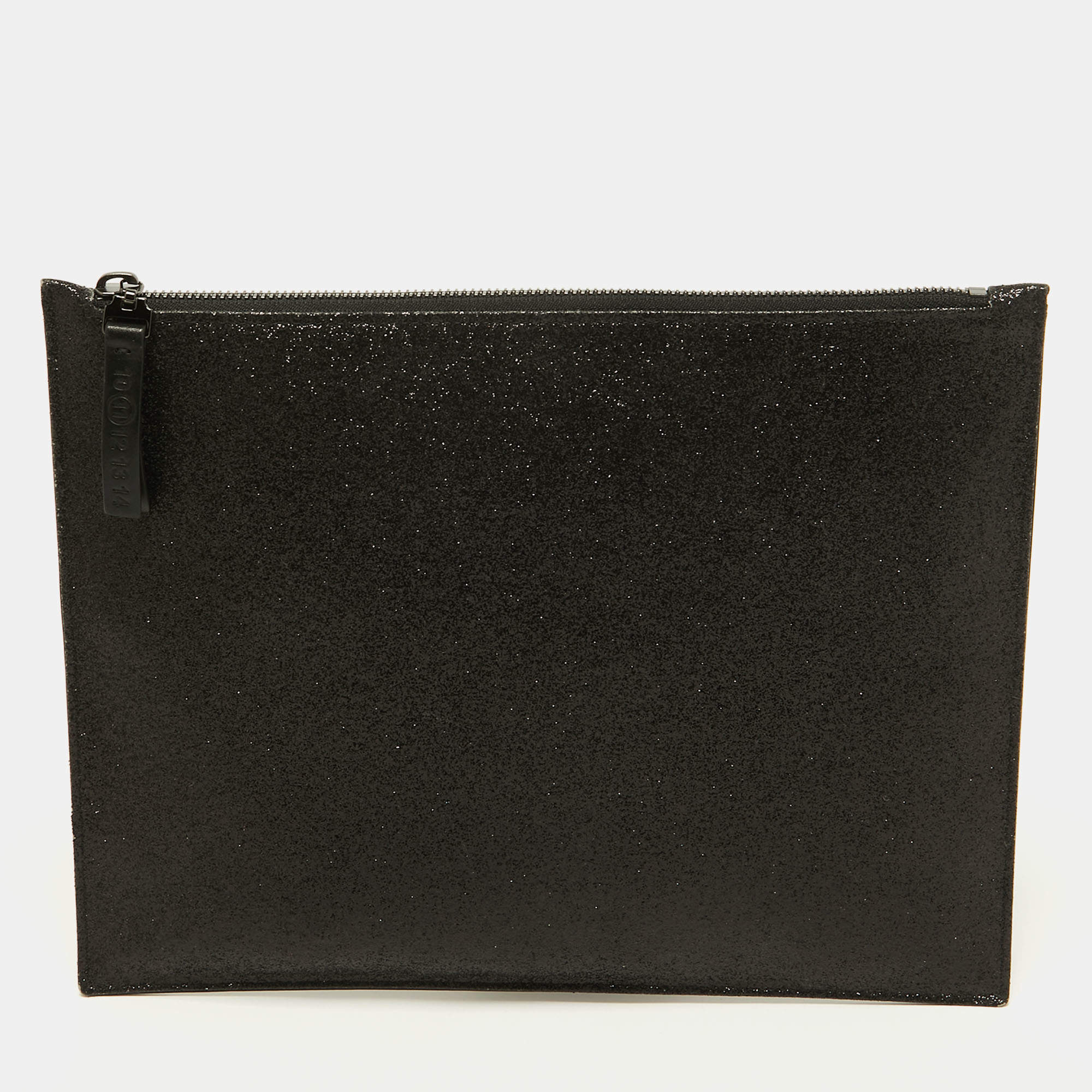 Pre Owned Maison Martin Margiela Black Glitter and Leather Four Stich Clutch
