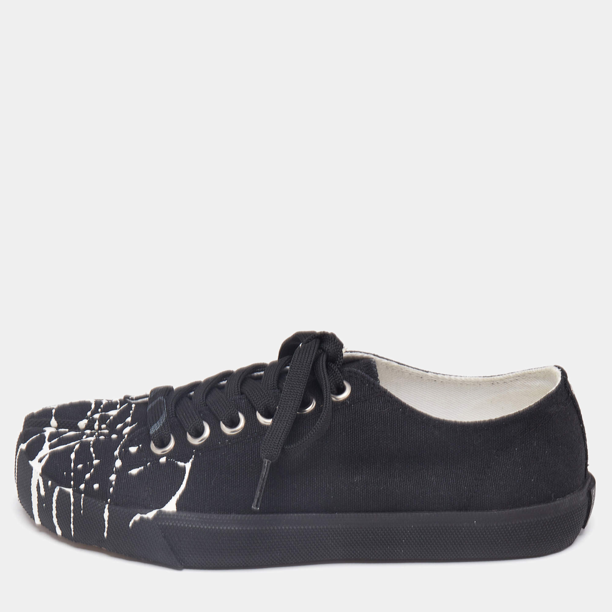 Maison Martin Margiela Black/White Splatter Canvas Tabi Low Top Sneakers Size 37