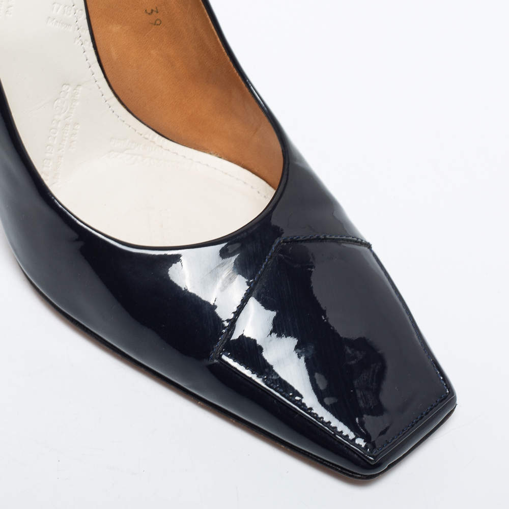 Maison Martin Margiela Dark Blue Patent Leather Cut Out Heel