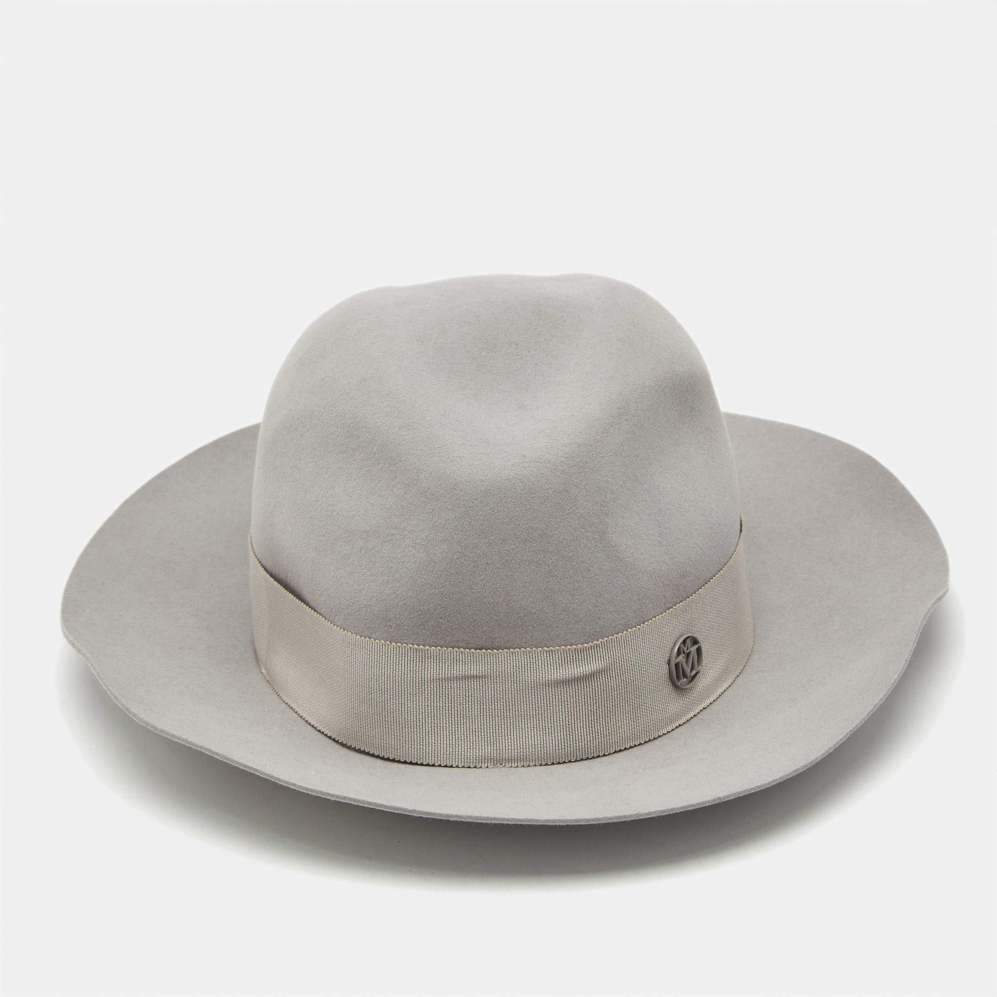 Pre Owned Maison Michel Paris Grey Felt Henrietta Fedora Hat M
