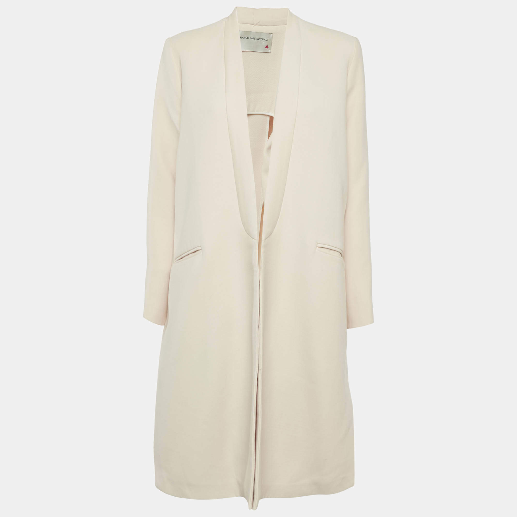 Maison Rabih Kayrouz Beige Wool Slit Detail Overcoat XS