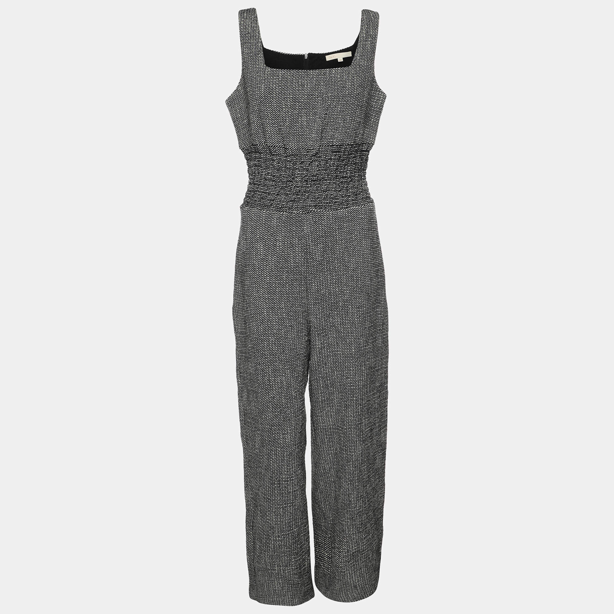 Maje Black/White Tweed Sleeveless Jumpsuit XXS