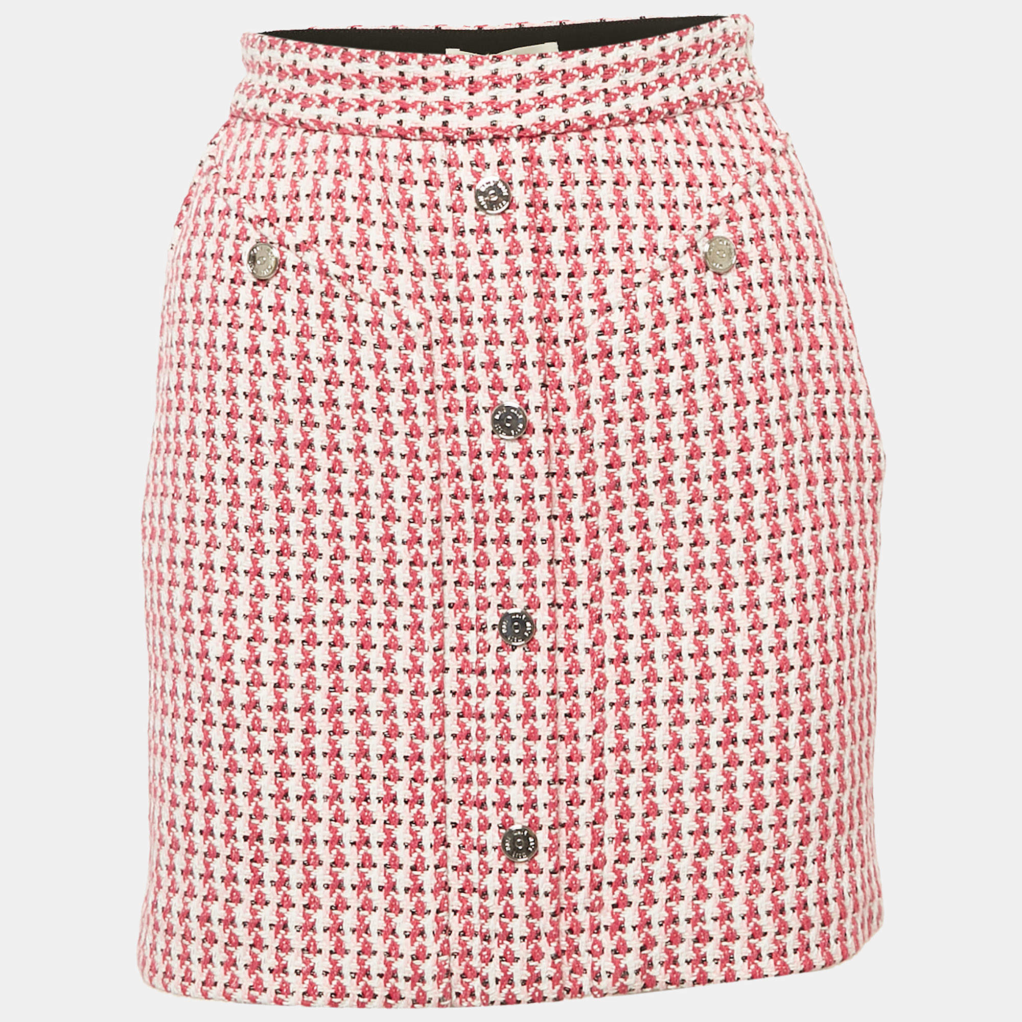Pre Owned Maje Pink Tweed Mini Skirt XS